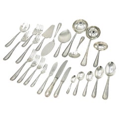Vintage Christofle Flatware, Rubans Style, Service Set 143 pieces in Silverplated