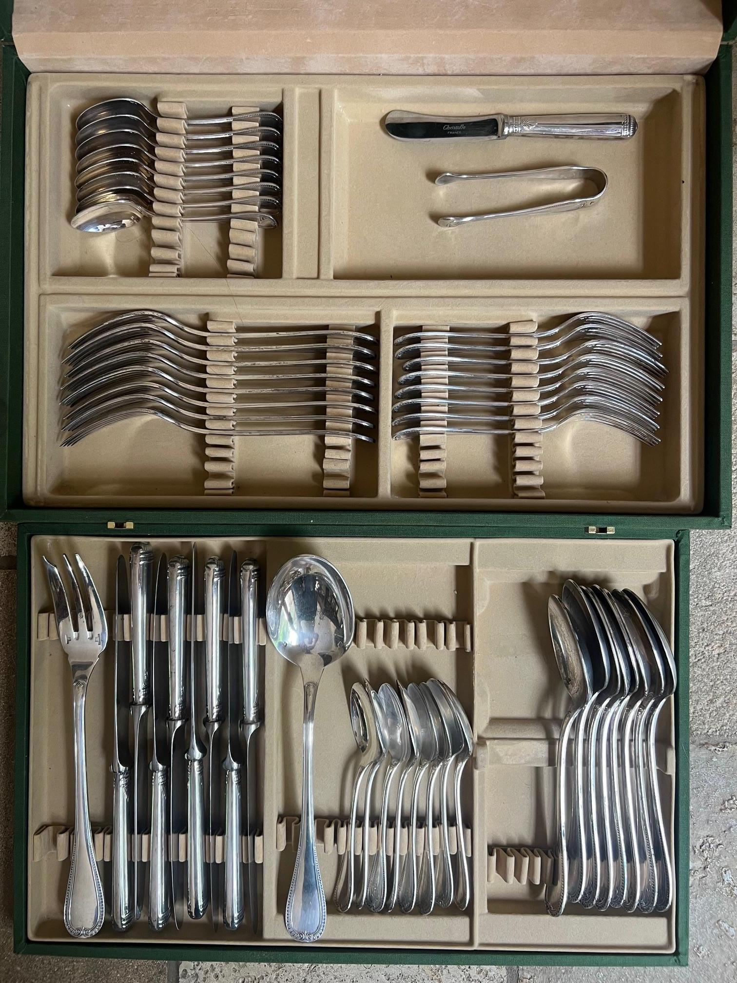 Service de couverts Christofle à motif Malmaison en coffret-52 Pieces 4