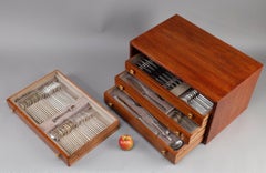 Christofle flatware silver-plated metal cutlery set, "Gabon" model