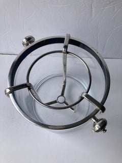 Christofle "Fleuron" Ice Bucket, Cooler Bar Cart Decor Silver Plate, Glass