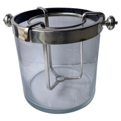 Christofle "Fleuron" Ice Bucket, Cooler Bar Cart Decor Silver Plate, Glass