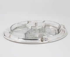 Christofle for Gallia Silver Plate and Crystal Barware Tray and Dishes