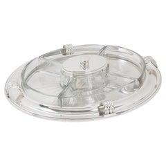 Christofle for Gallia Silver Plate and Crystal Barware Tray and Dishes