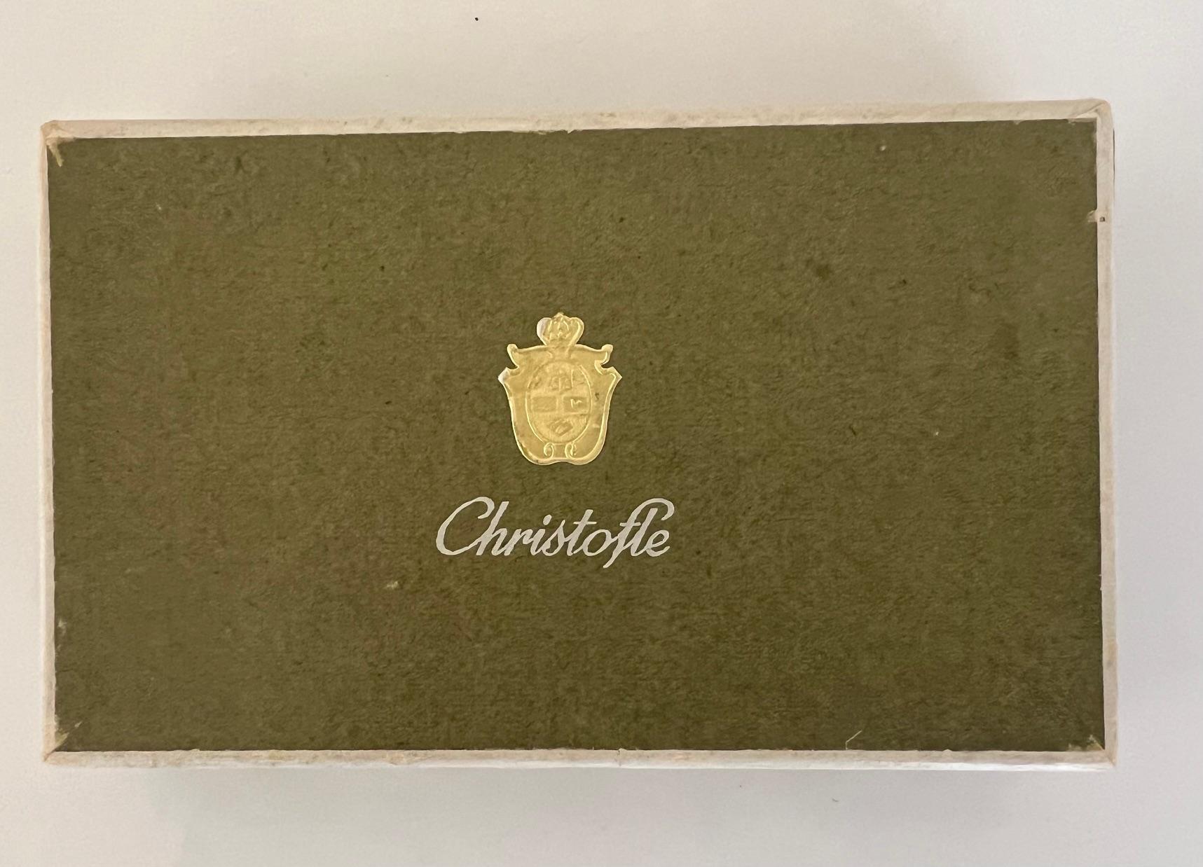 Juego de 6 apoyacuchillos Christofle de cuatro bolas y caja plateados Provincial francés en venta