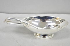 Christofle France Gallia Silver Plated Figural Gravy Sauce Boat w/ Swan Spoon