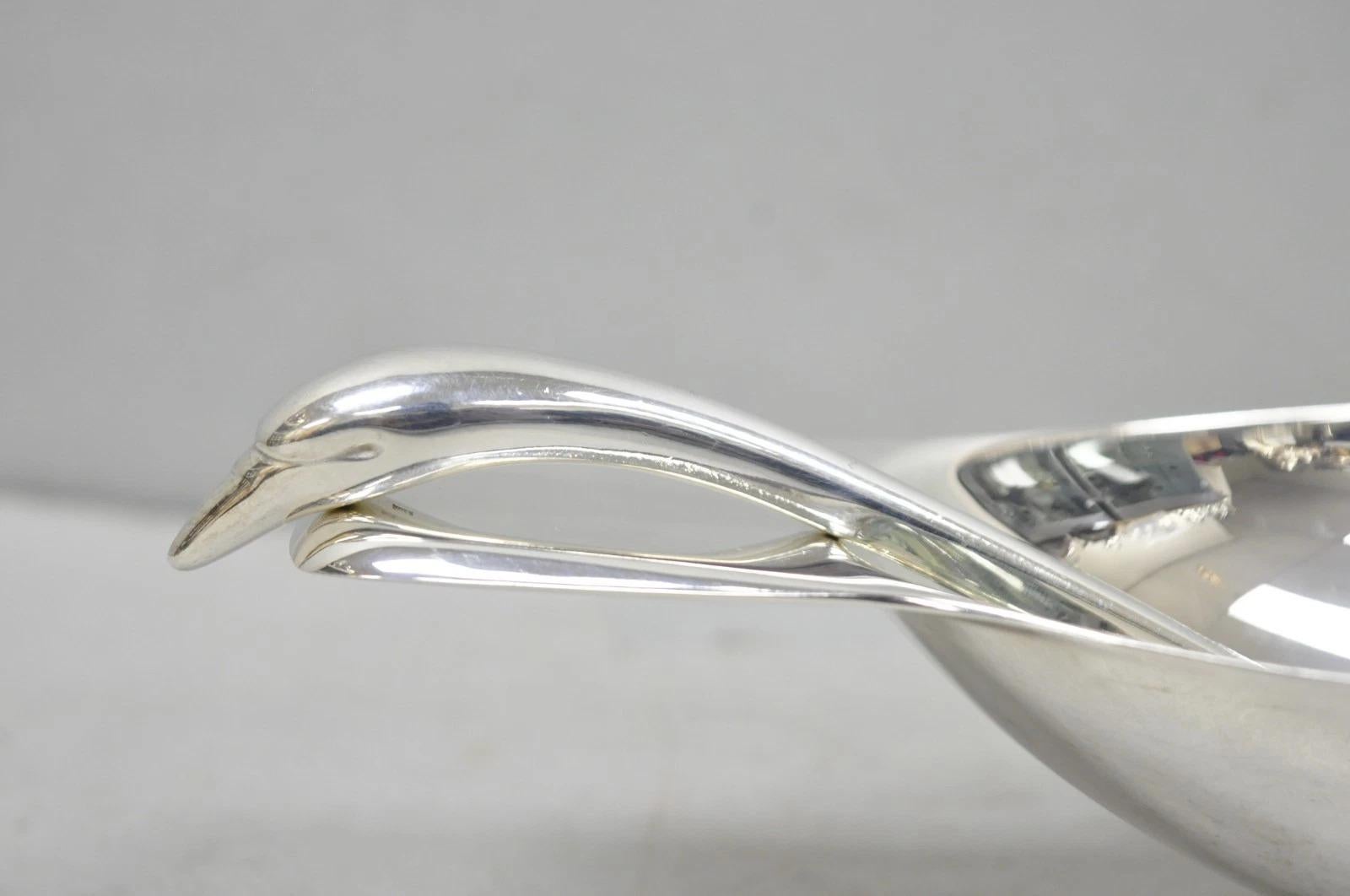 XX secolo Christofle France Gallia placcata in argento con figura di una salsiera con cucchiaio a forma di cigno in vendita