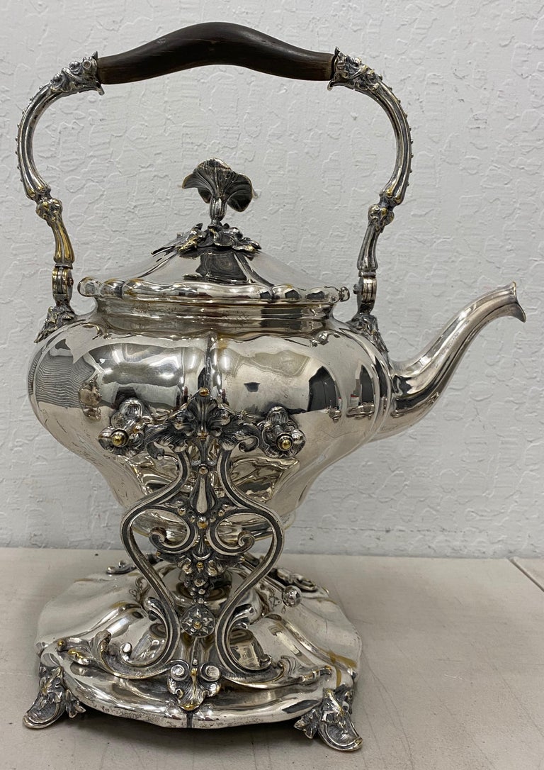 Christofle, France Silver Plate Tilting Coffee Pot on Stand, 19th