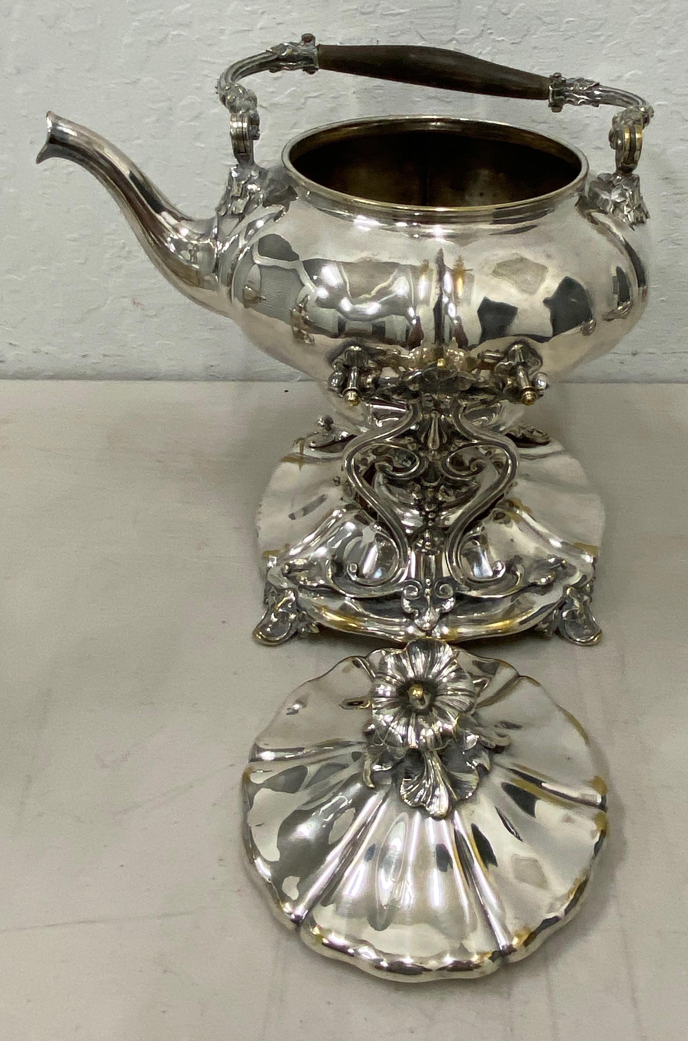 French Christofle, France Silver Plate Tilting Coffee Pot on Stand, 19th Century