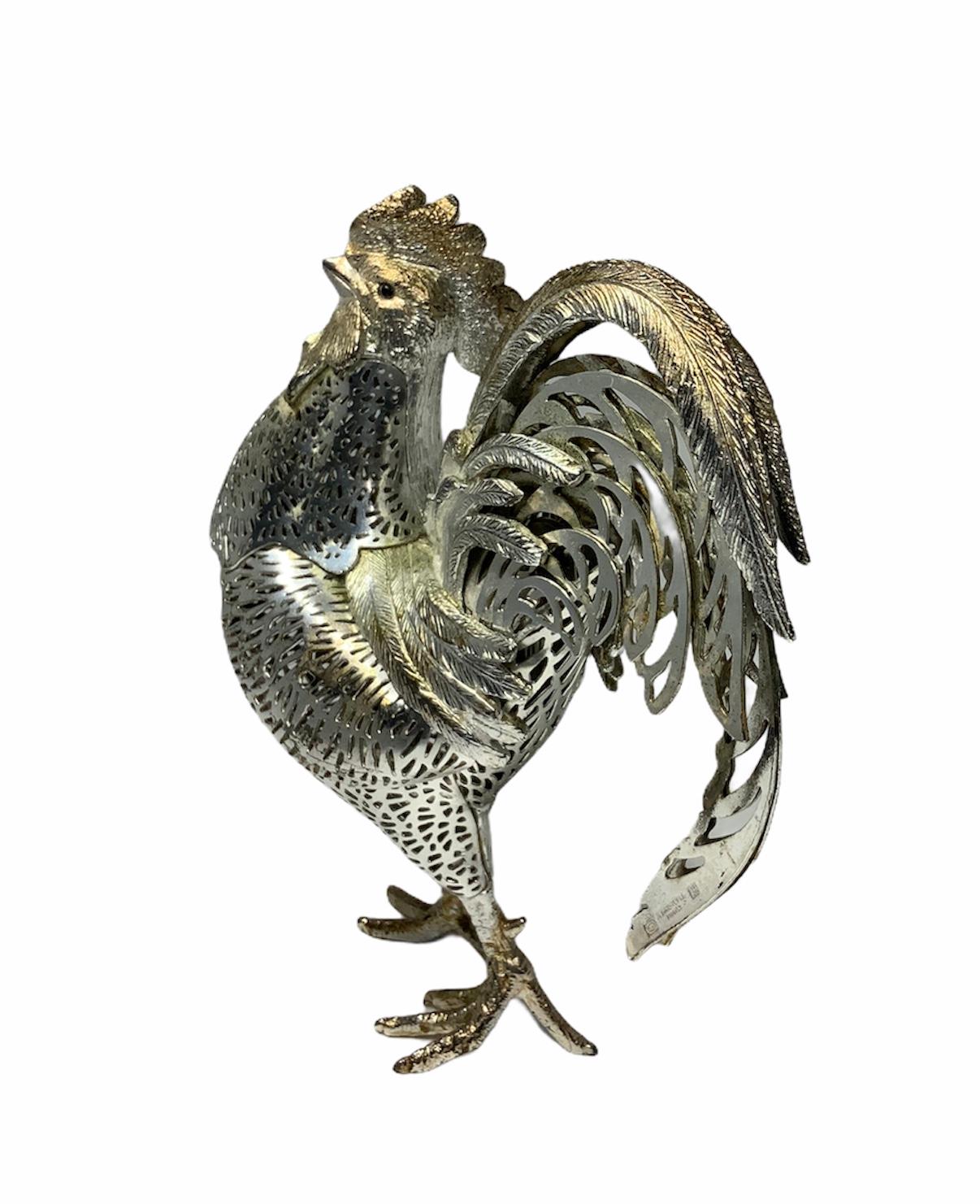 20th Century Christofle, France Silver Plated Rooster Sculpture/Figurine