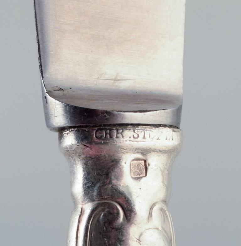 Stainless Steel Christofle, France. Six dinner knives in plated silver and stainless steel. For Sale