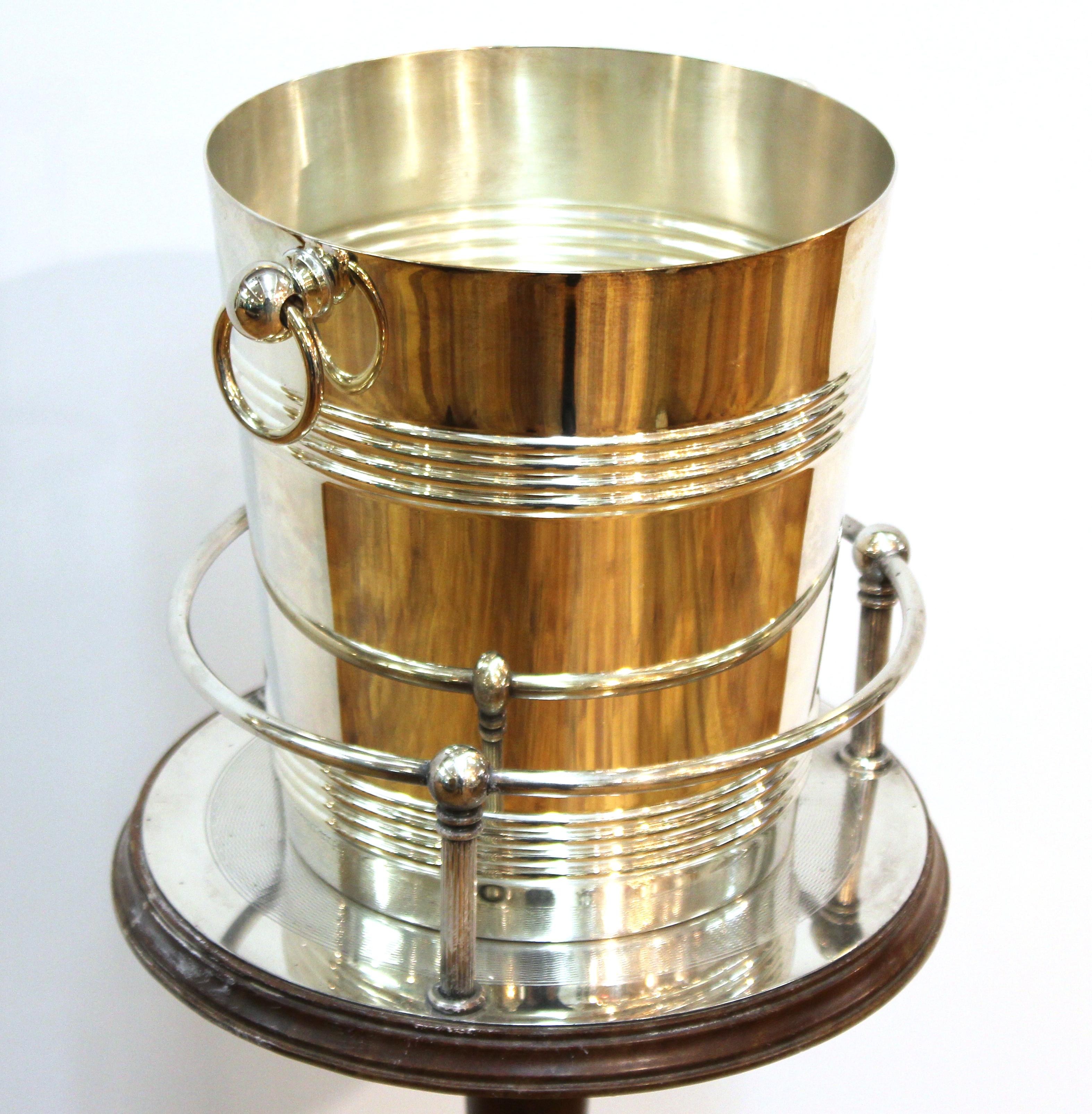 Christofle French Art Deco Silver Plated Champagne Stand with Bucket In Good Condition In Astoria, NY