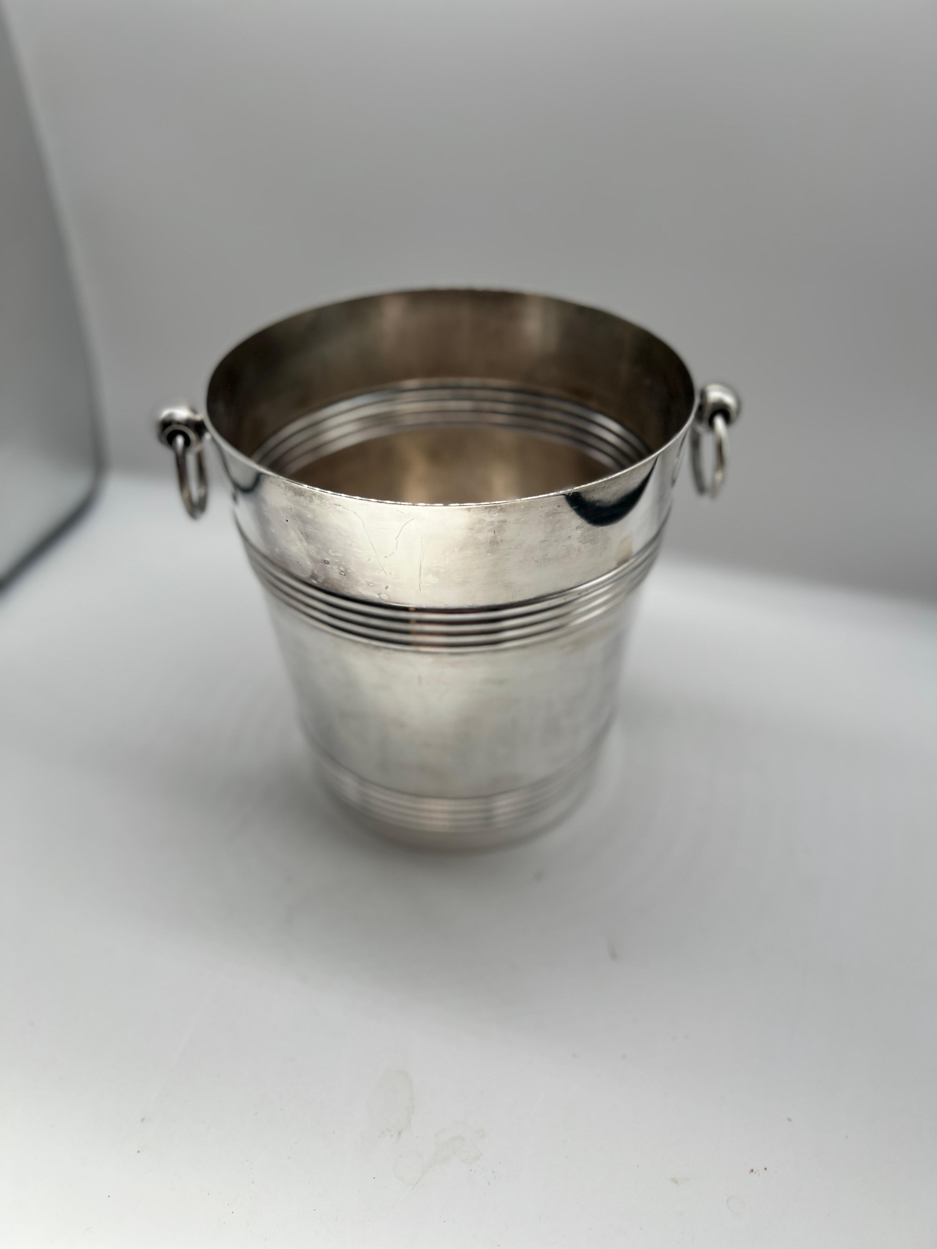 Christofle French Silver Plate Champagne Ice Bucket Wine Cooler Barware In Good Condition In Atlanta, GA