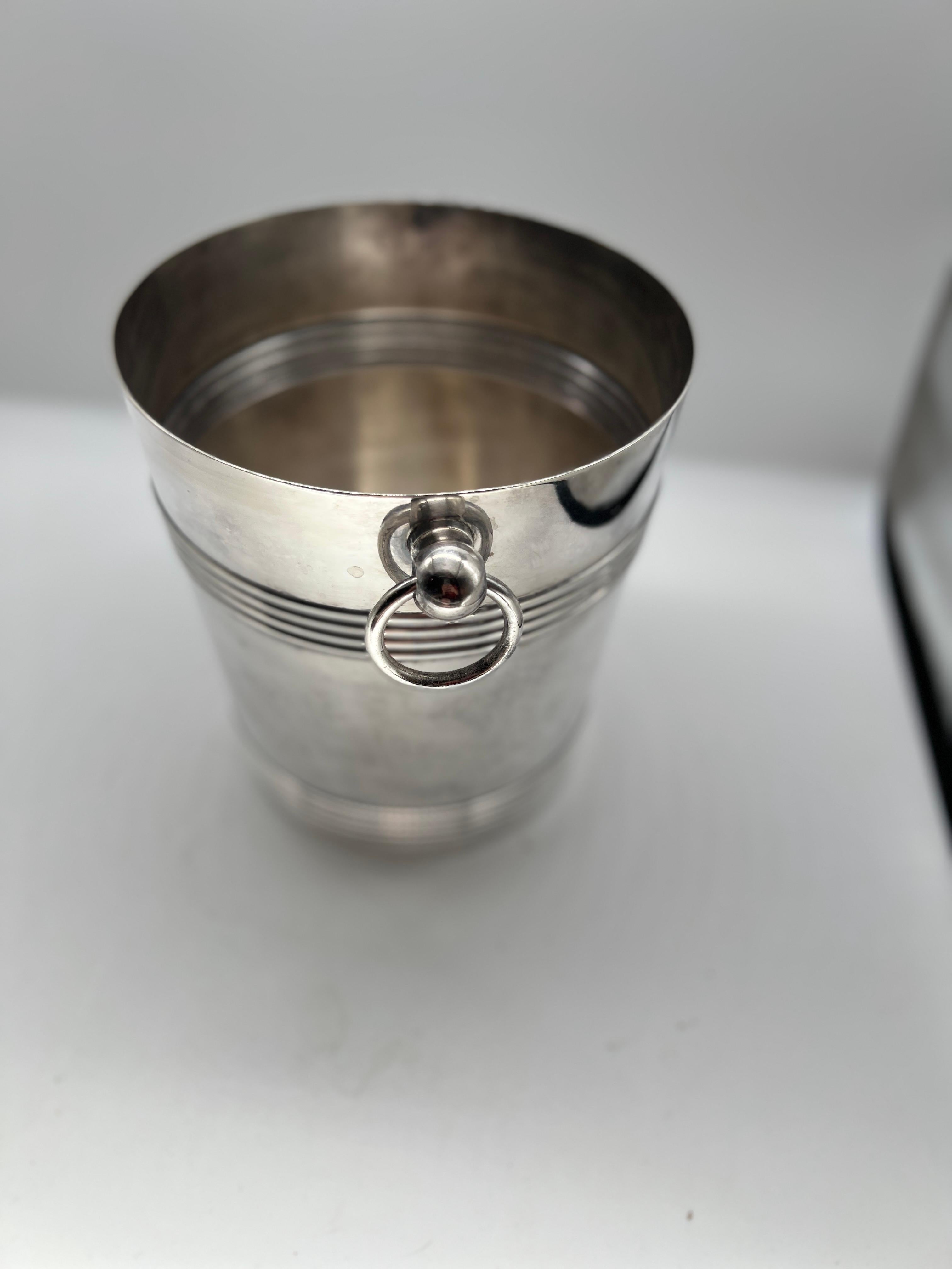 20th Century Christofle French Silver Plate Champagne Ice Bucket Wine Cooler Barware