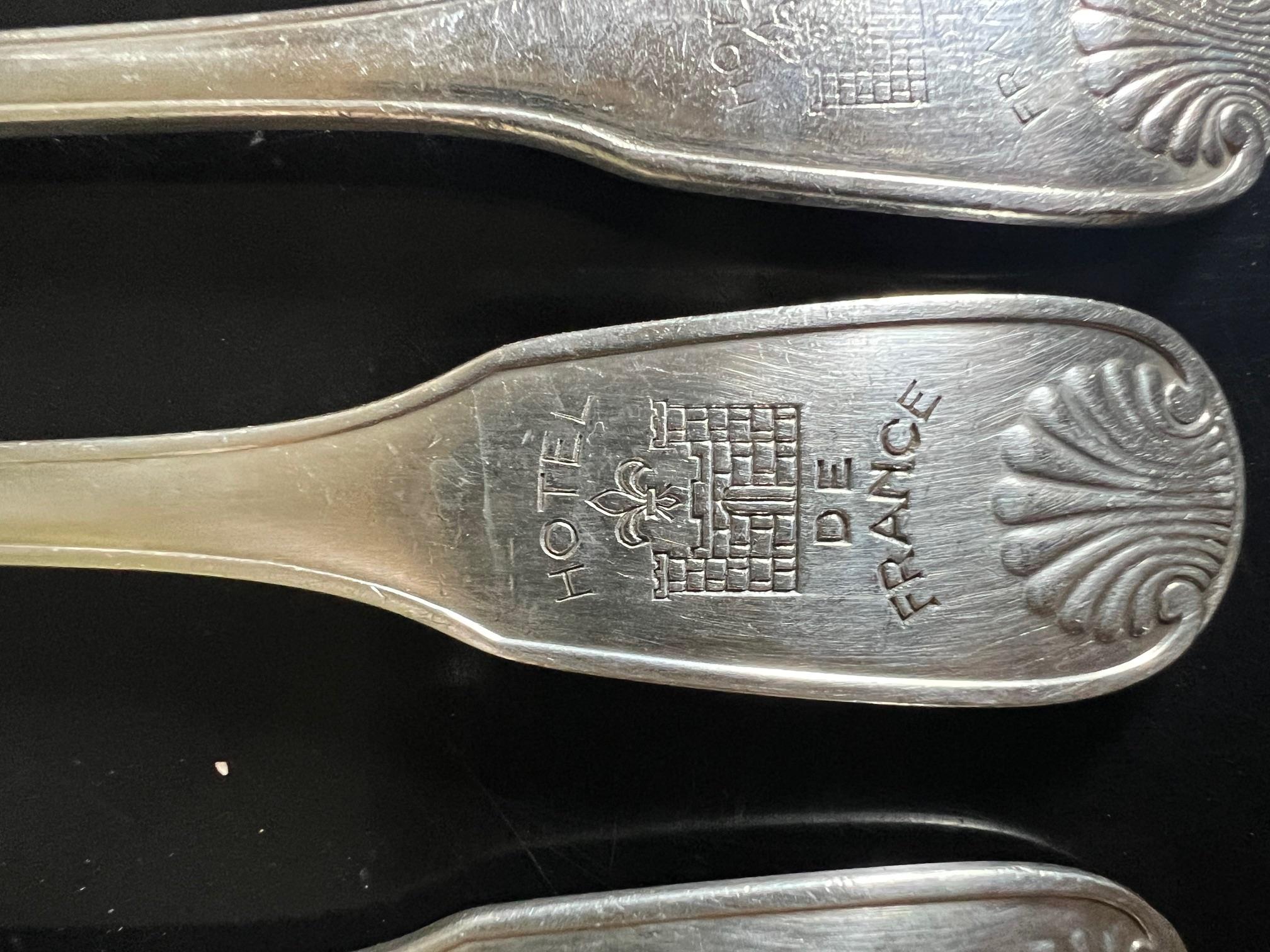 Christofle French Silverplate Hotel De France Oyster Forks- Set of 6 For Sale 4