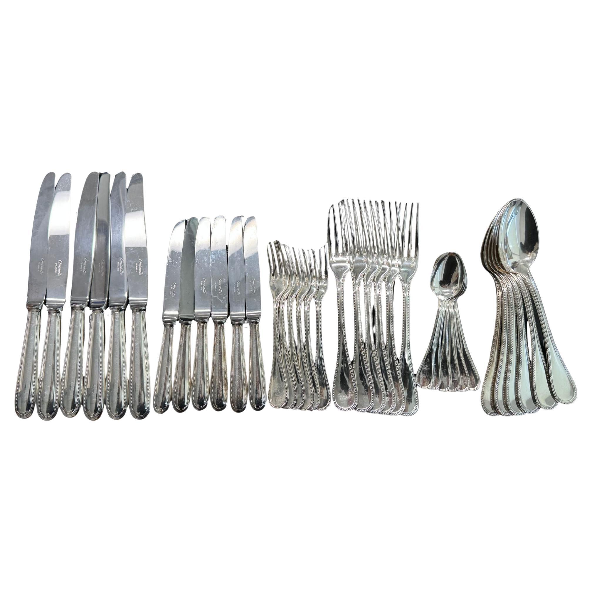 Christofle French Sterling Silver 6 Piece Dinnerware Set For Sale