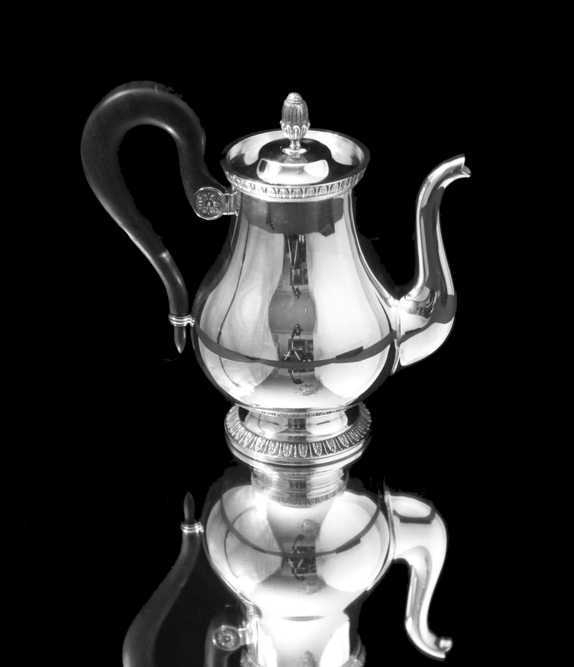 Christofle (Gallia) - 5pc. Service à thé français ancien en argent, qualité musée.  en vente 3