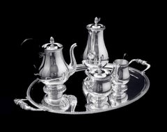 Christofle (Gallia) - 5pc. Service à thé français ancien en argent, qualité musée.