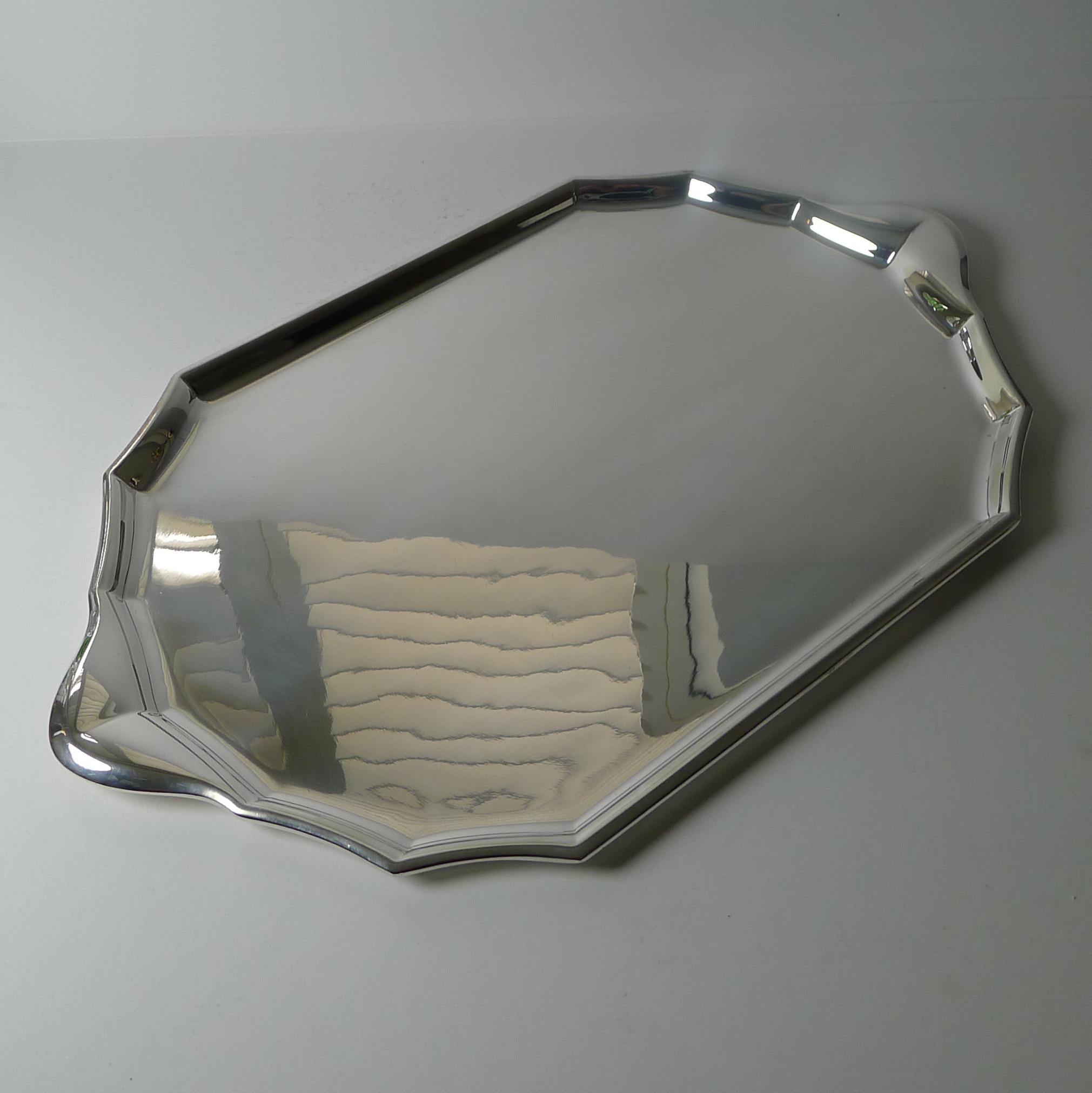 French Christofle Gallia Art Deco Silver Plated Tray, C.1930's