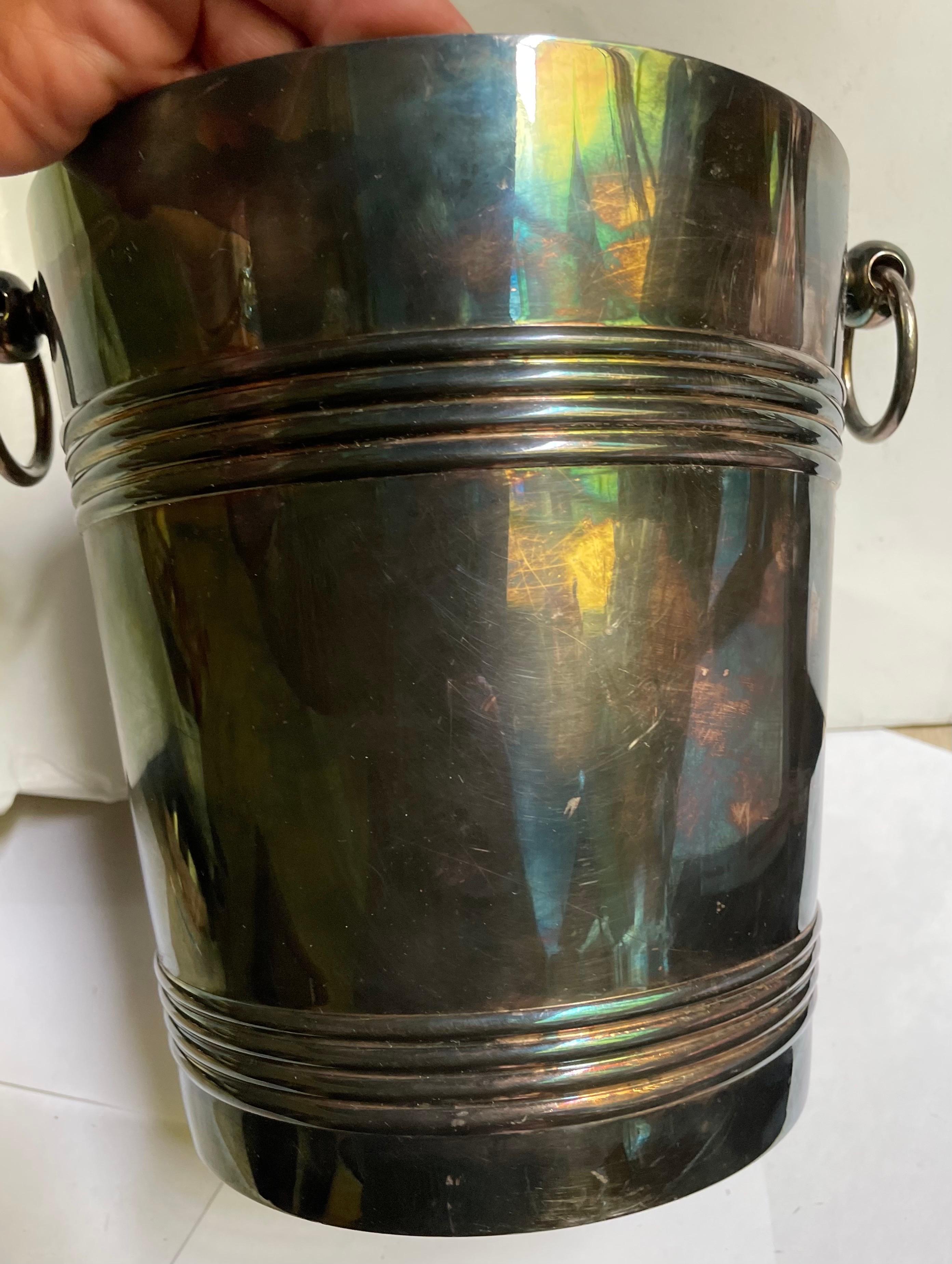 Christofle Gallia Frankreich Champagner Eiskübel Weinkühler Silber Platte (Moderne der Mitte des Jahrhunderts) im Angebot