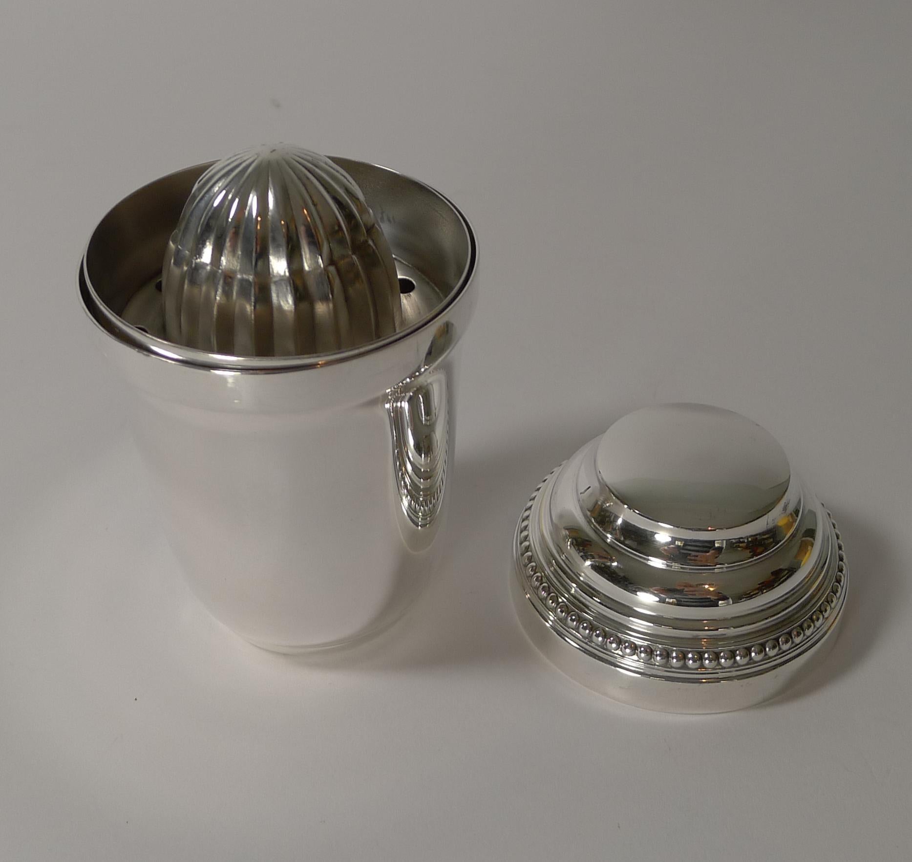 French Christofle Gallia, Individual Cocktail Shaker with Lemon Squeezer