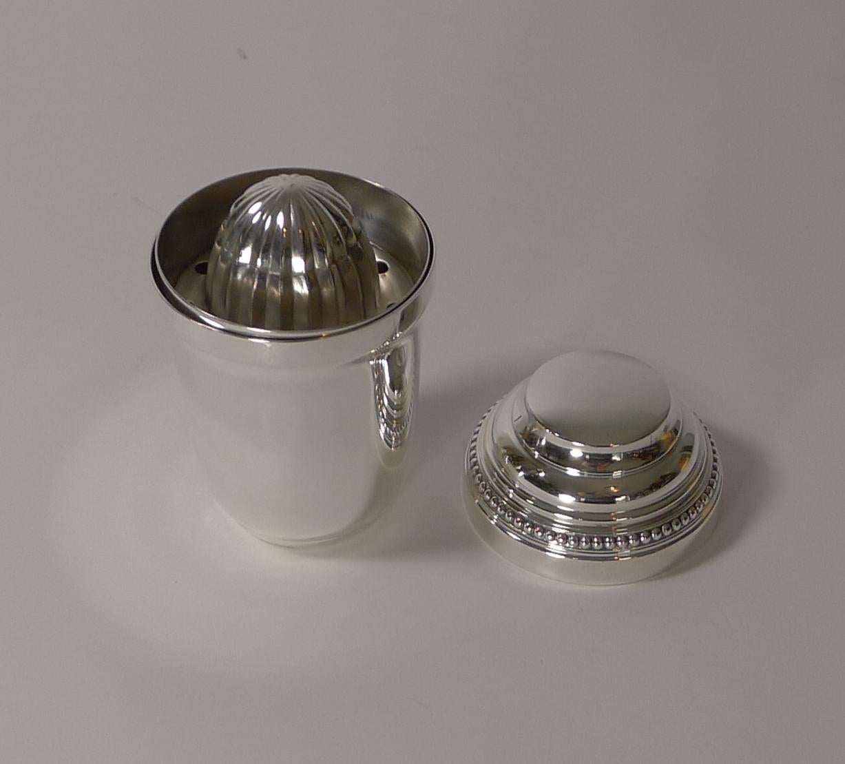 Christofle Gallia, Individual Cocktail Shaker with Lemon Squeezer In Good Condition In Bath, GB