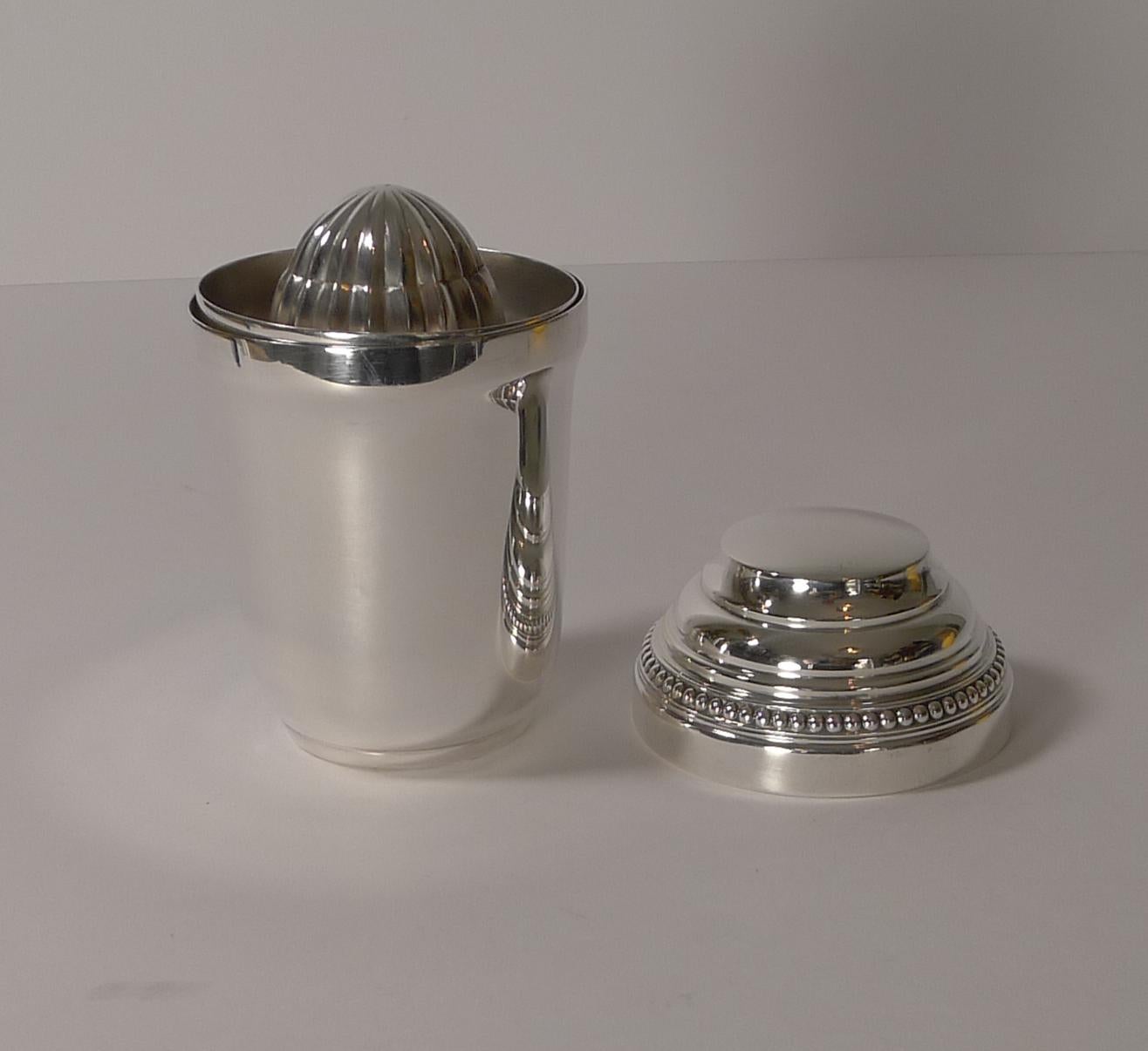 Mid-20th Century Christofle Gallia, Individual Cocktail Shaker with Lemon Squeezer