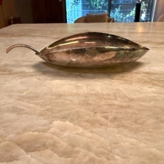 Christofle Gallia Lino Sabatini Silver-Plated Leaf-Shaped Dish Mid-Century Moder
