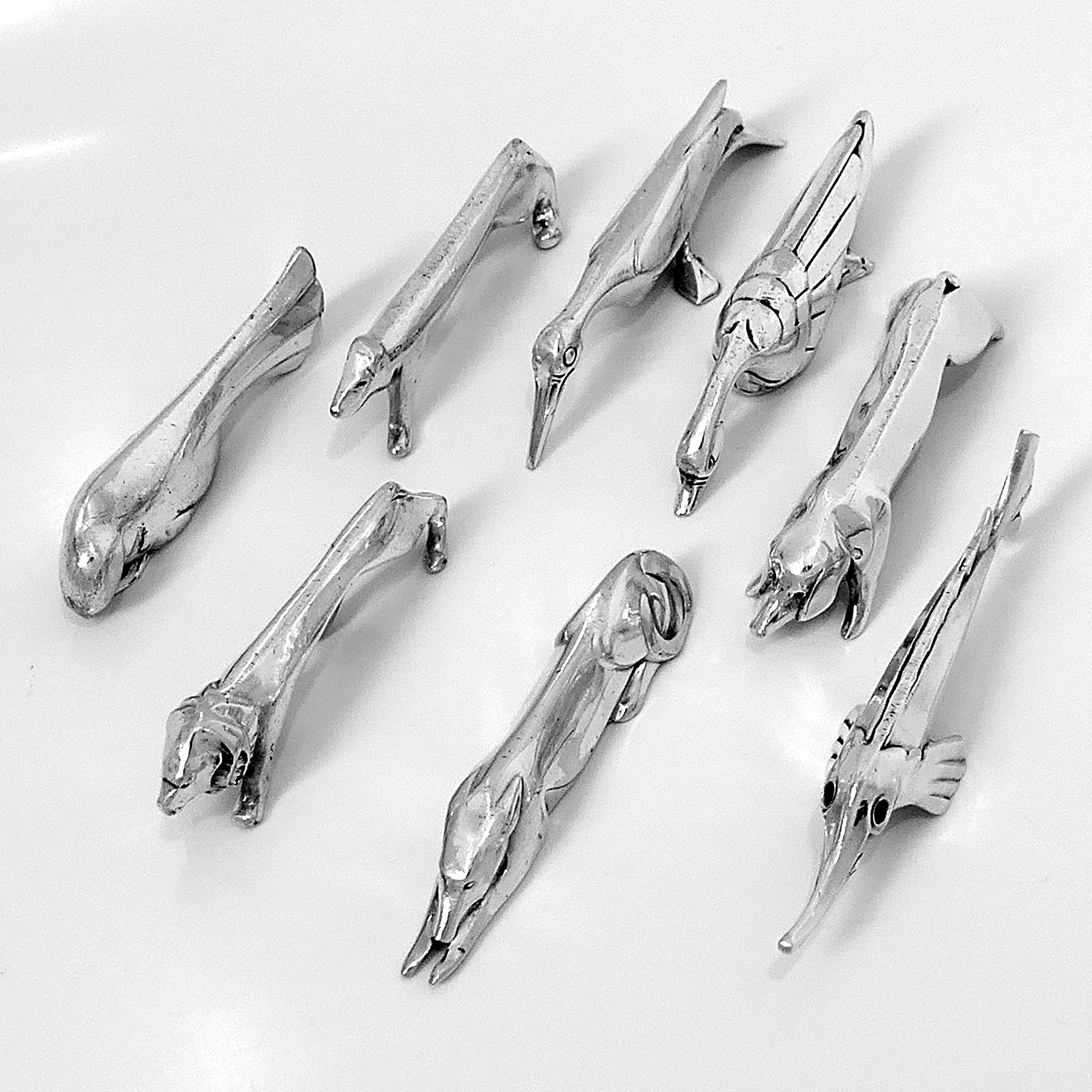 Christofle Gallia Sandoz Signed Rare Silver Knife Rests Eight-Piece In Good Condition For Sale In TRIAIZE, PAYS DE LOIRE