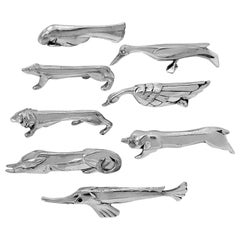 Christofle Gallia Sandoz Signed Rare Silver Knife Rests Eight-Piece
