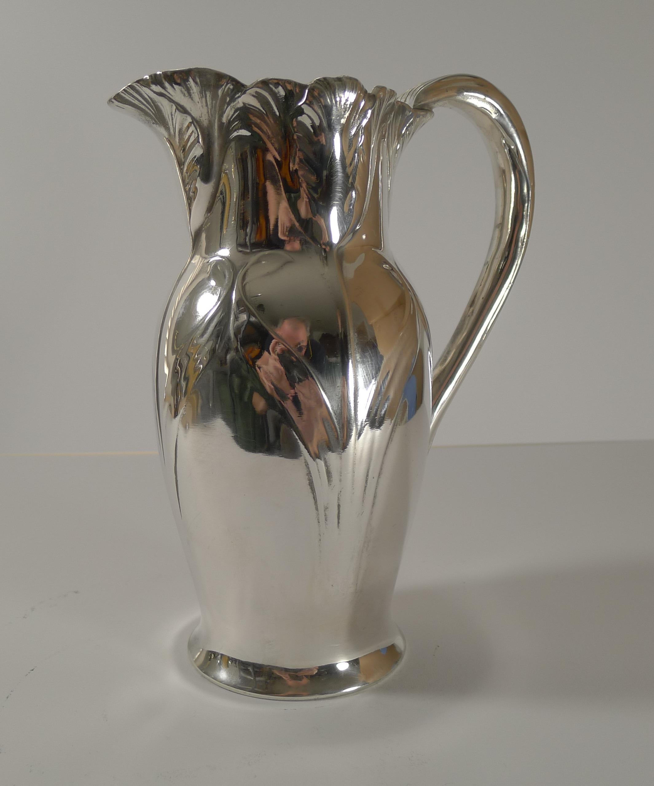 French Christofle Gallia Silver Plated Jug / Pitcher - Tulips c.1910