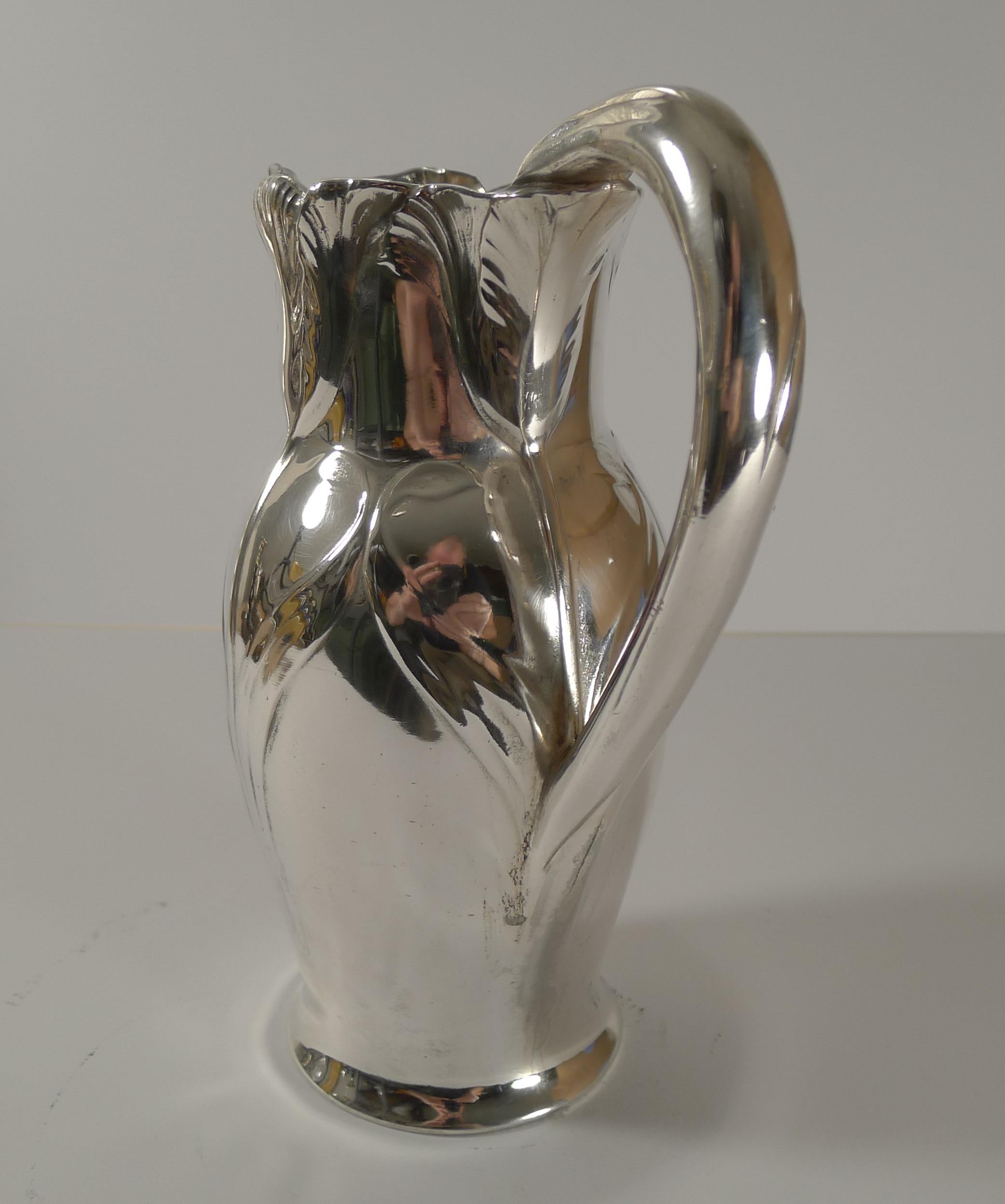 Christofle Gallia Silver Plated Jug / Pitcher - Tulips c.1910 In Good Condition In Bath, GB