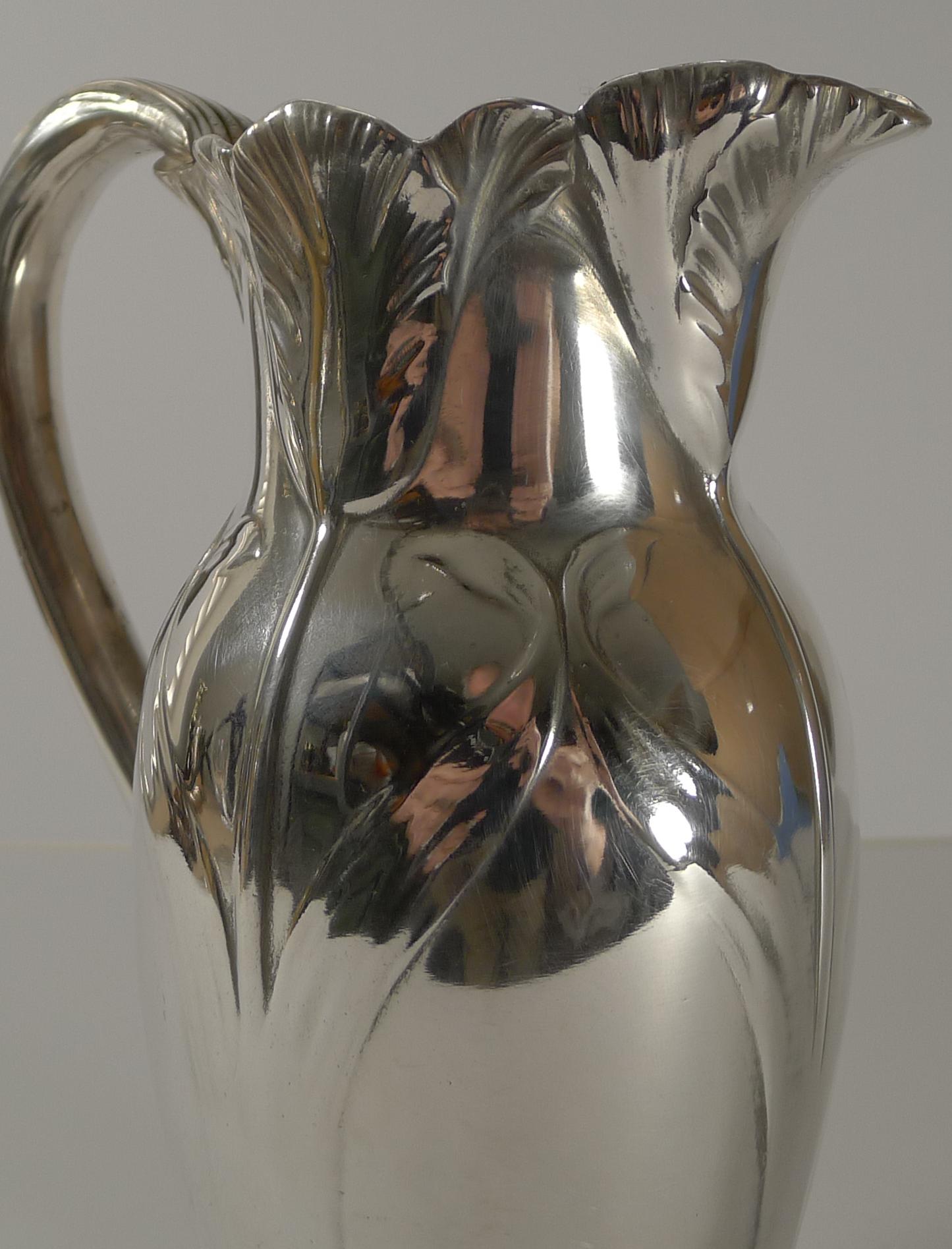 Christofle Gallia Silver Plated Jug / Pitcher - Tulips c.1910 3