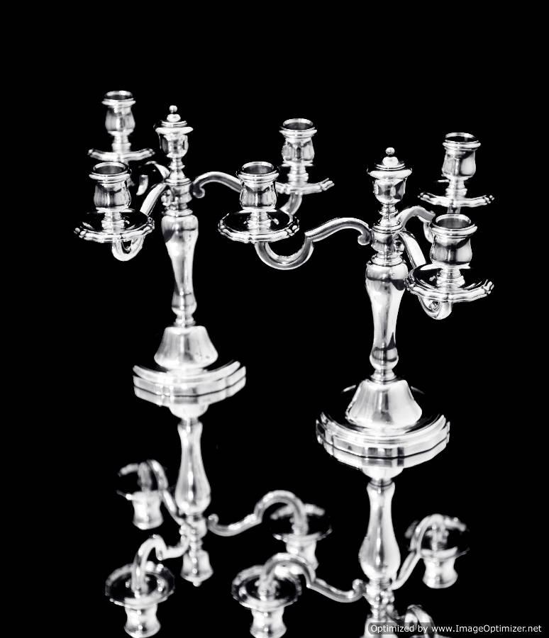 Direct from Paris, a magnificent pair of Louis XVI silver plate 3-candle candelabra by France's premier silversmith 