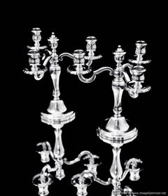 Christofle "Gallia" - Stunning Pair of 3-Candle Silver Plated Candelabra - MINT