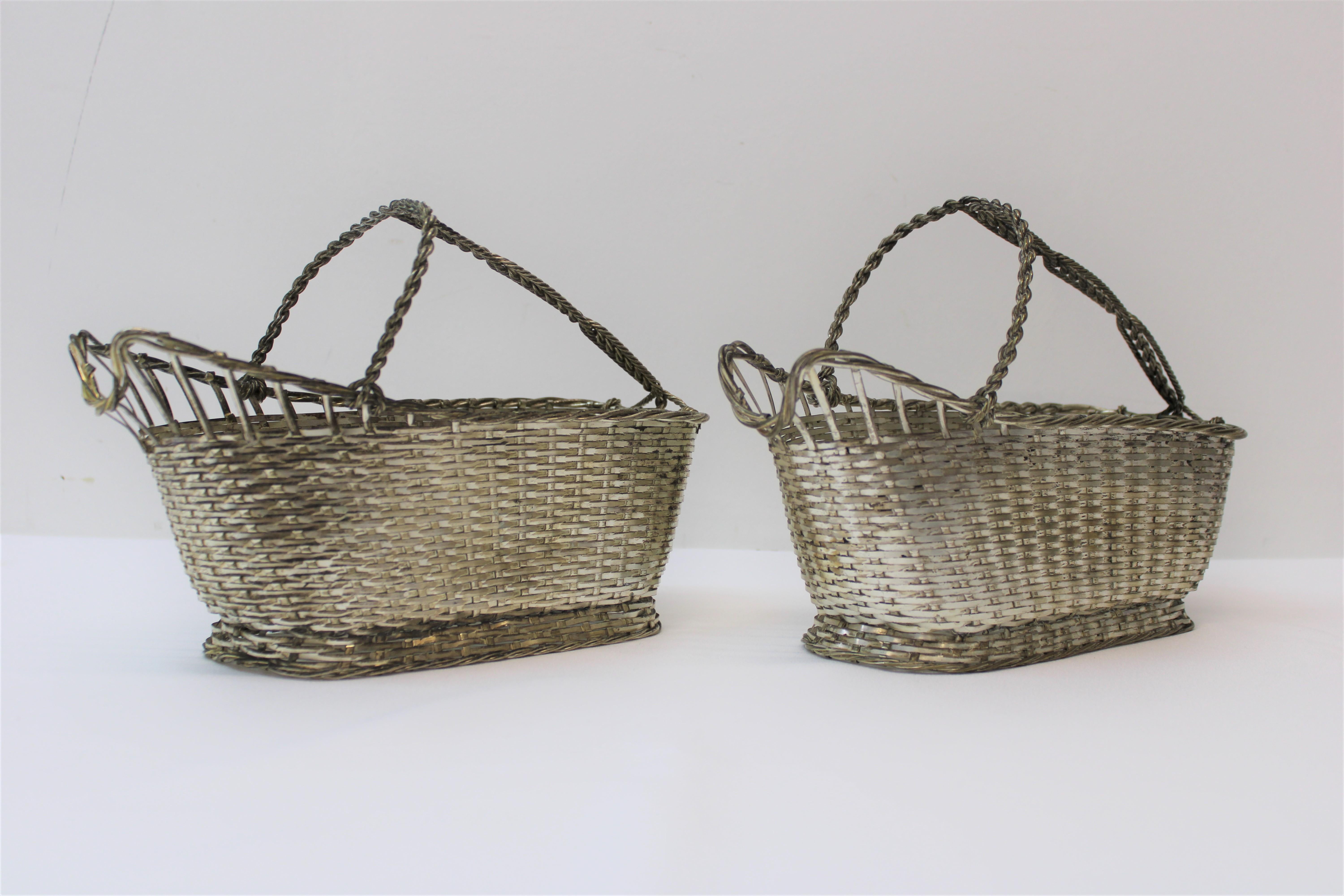 C. 20th century French silver plate woven wine bottle holders / baskets
Christofle Gallia Series.