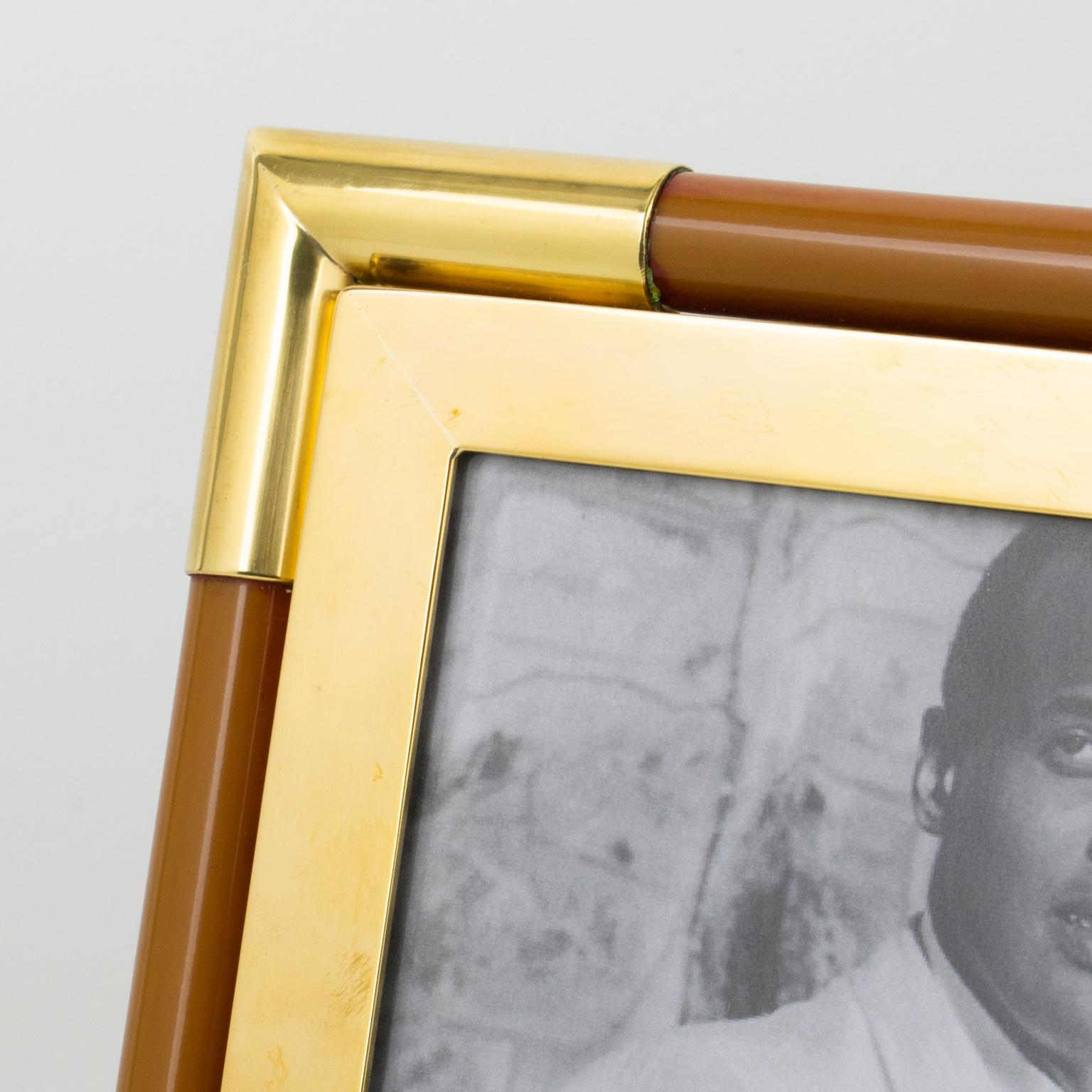 Christofle Gilded Brass and Lacquer Resin Picture Frame For Sale 1