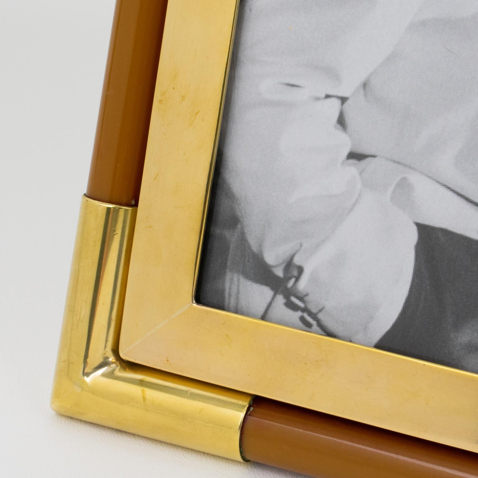 Christofle Gilded Brass and Lacquer Resin Picture Frame For Sale 2