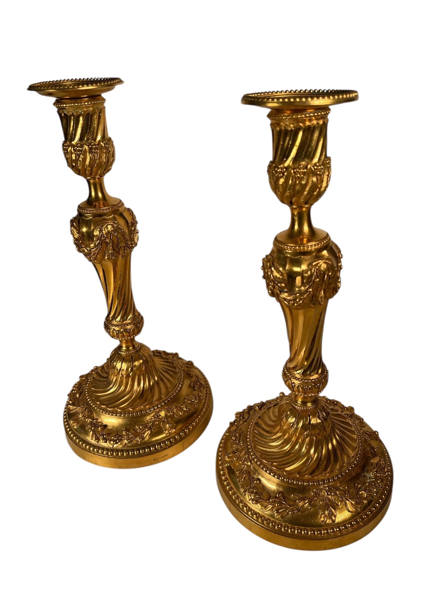 Christofle Gilded Candlesticks For Sale 6