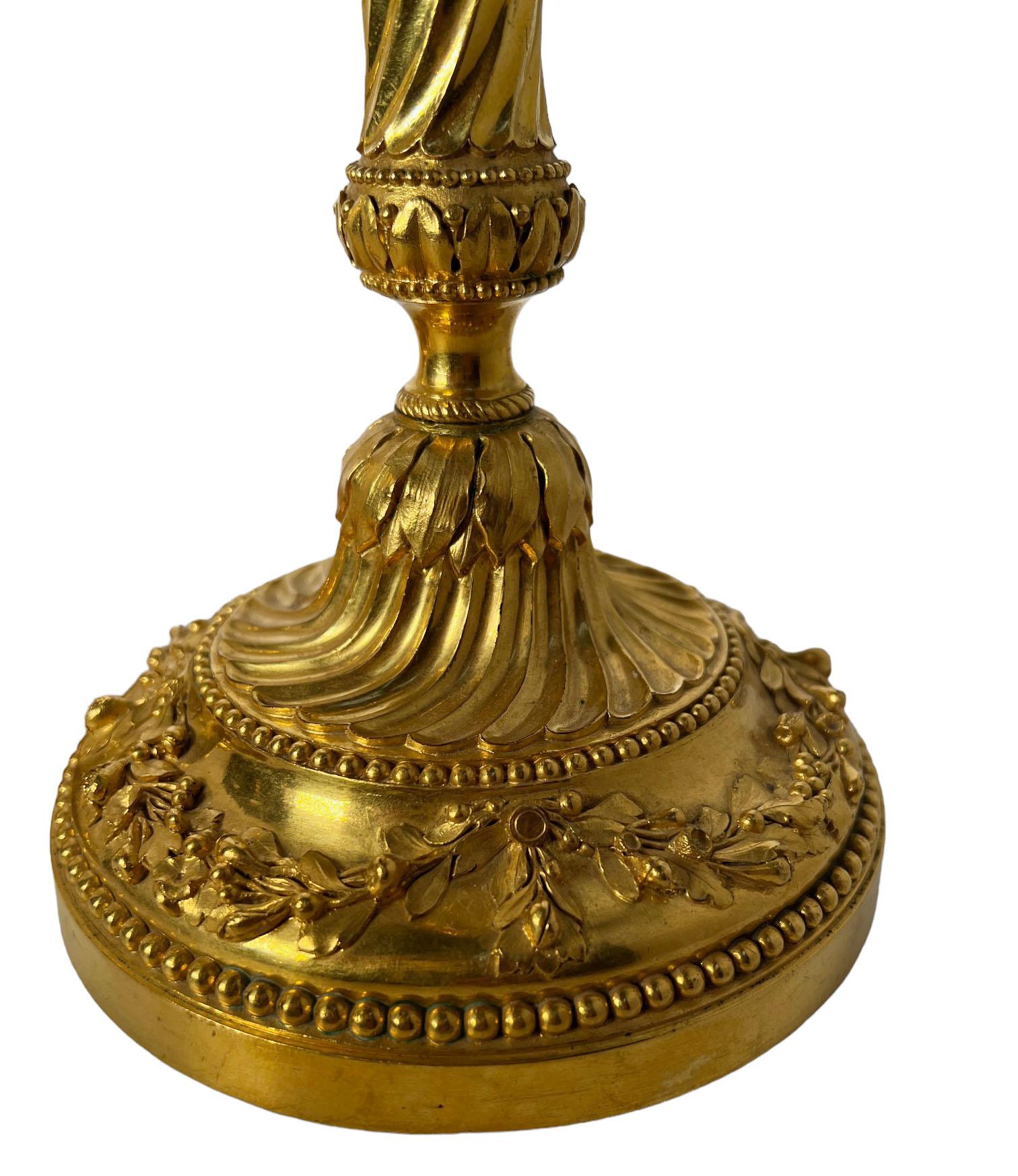 French Christofle Gilded Candlesticks For Sale