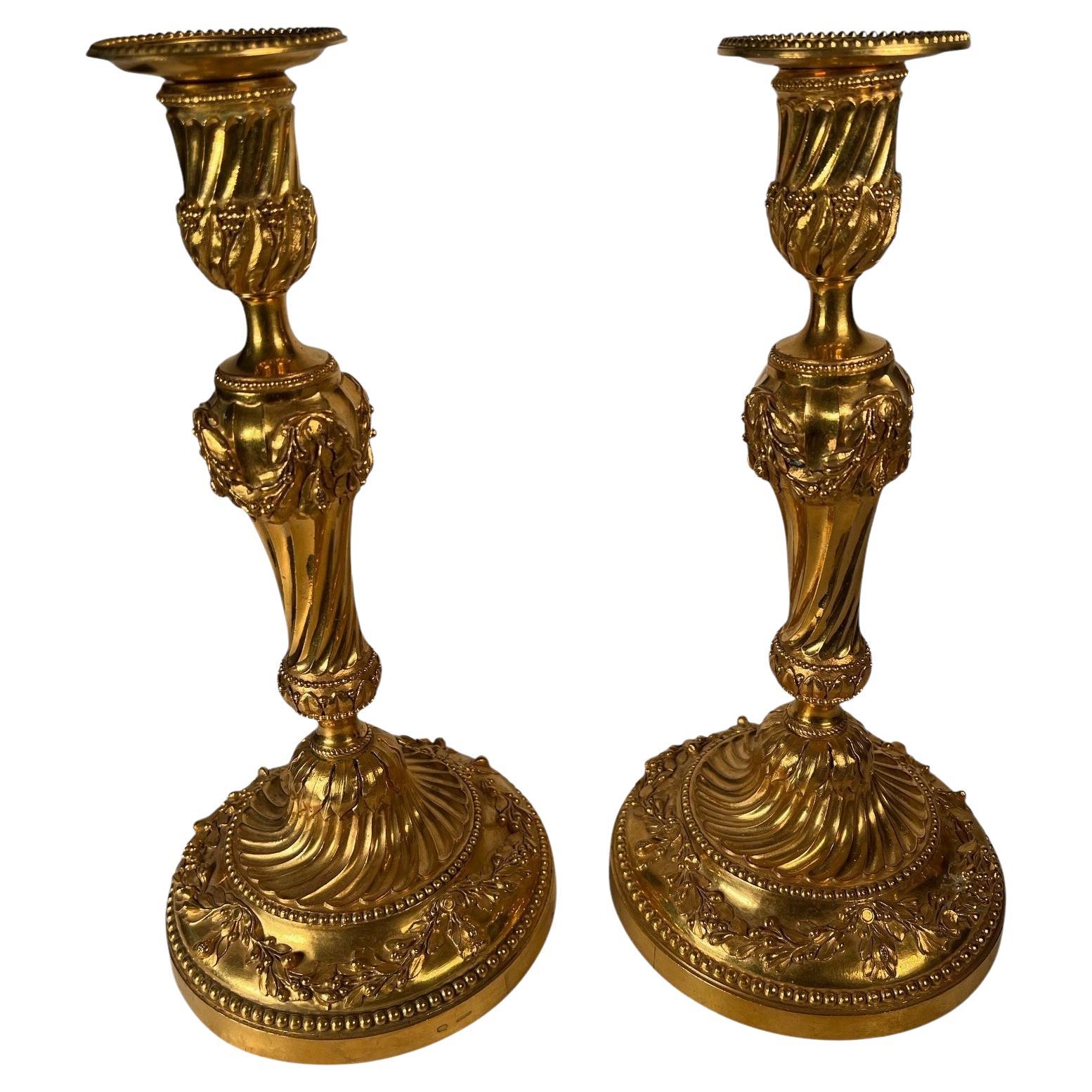 Christofle Gilded Candlesticks