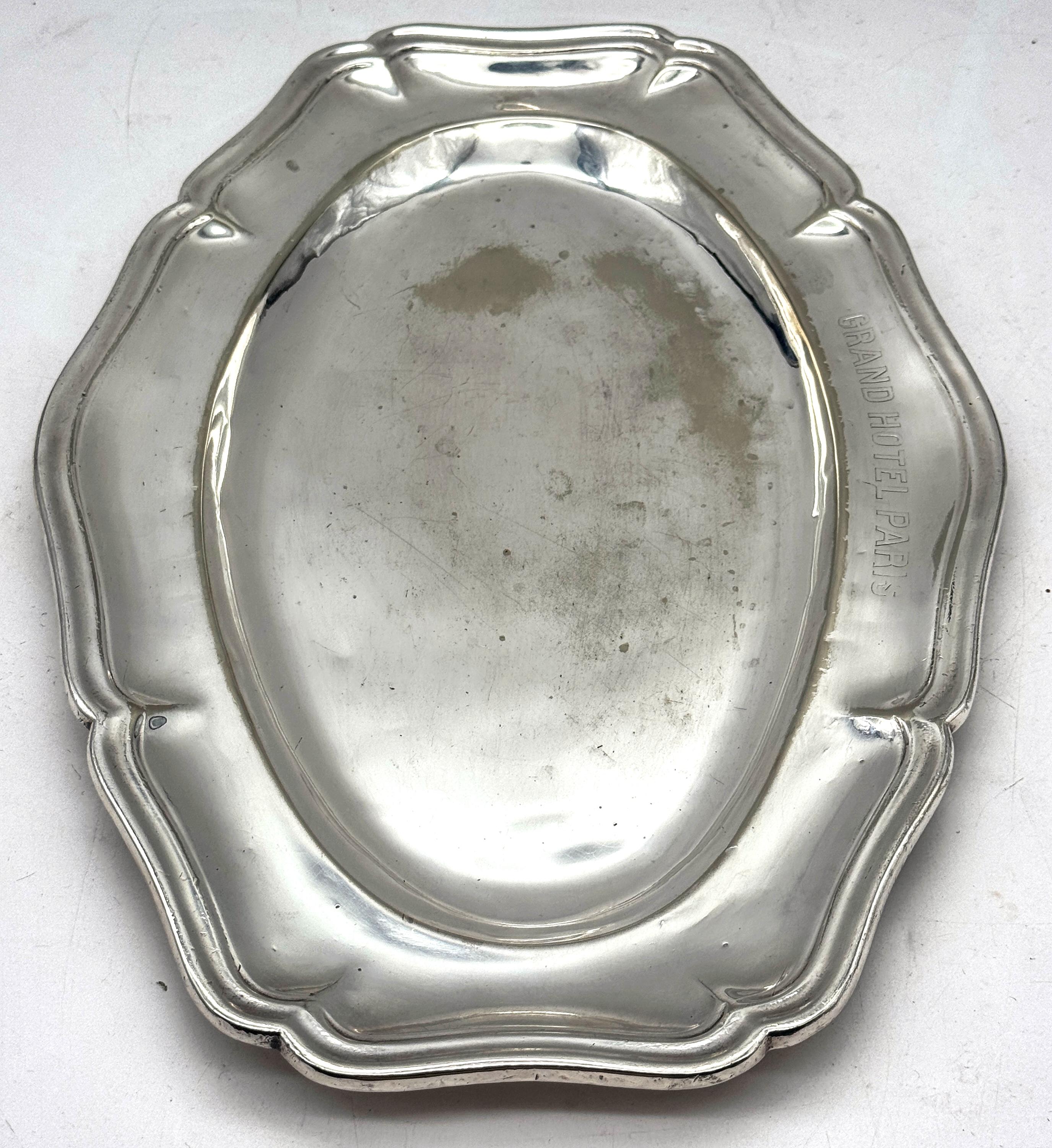 Placcato argento Vassoio ovale placcato in argento Christofle 'Grand Hotel Paris', circa 1920 in vendita