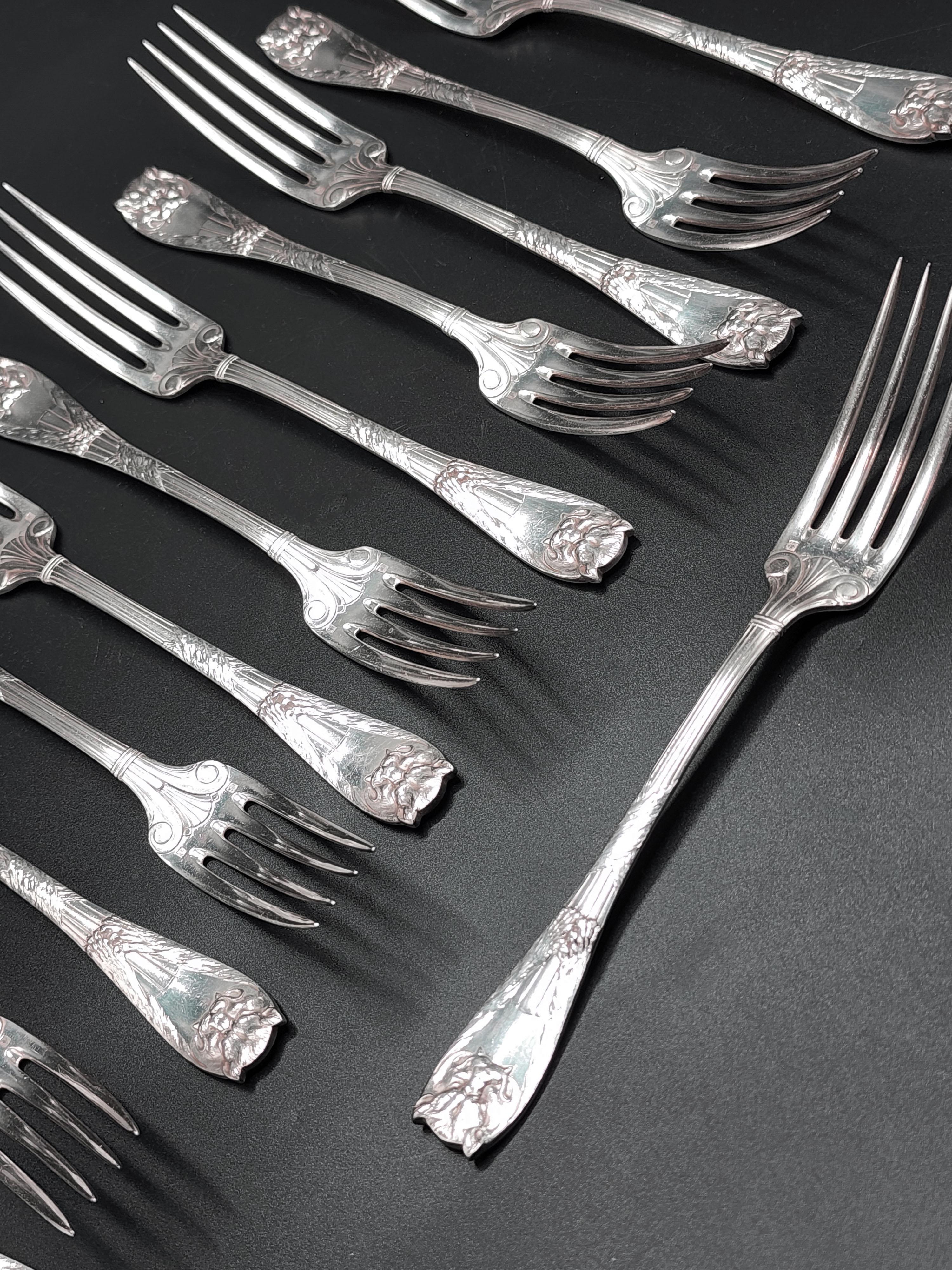 Ensemble de couverts « Lion's Skin » de Christofle par Charles Rossigneux en vente 9