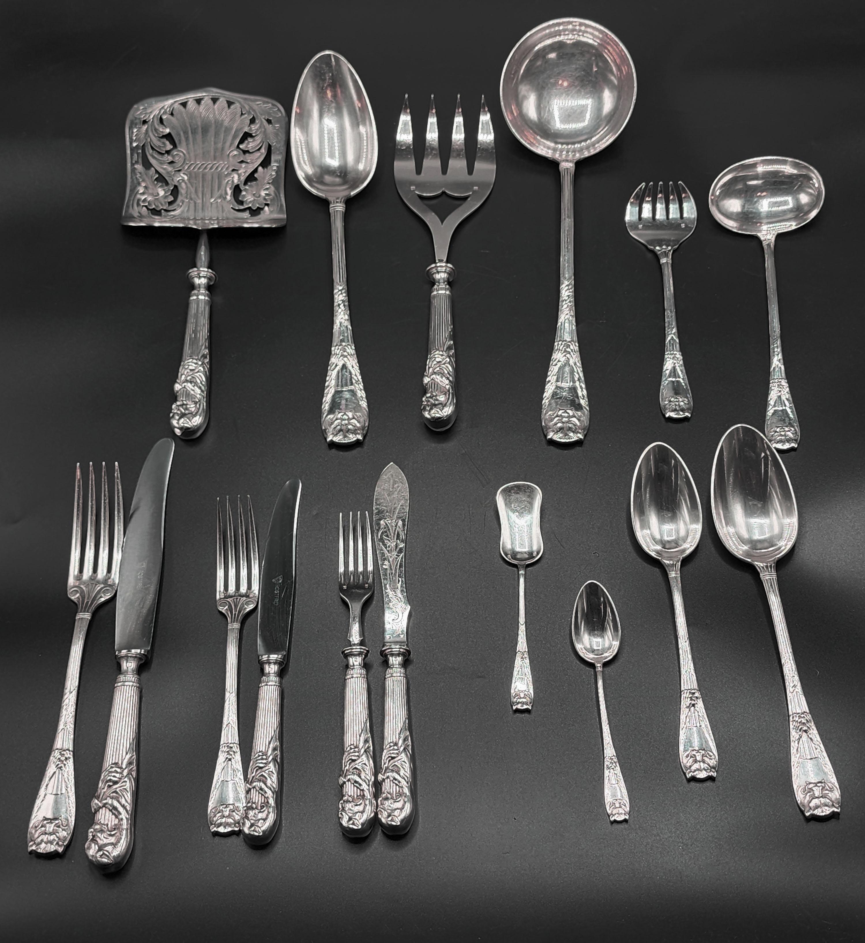 Christofle "Lion's Skin" cutlery set by Charles Rossigneux