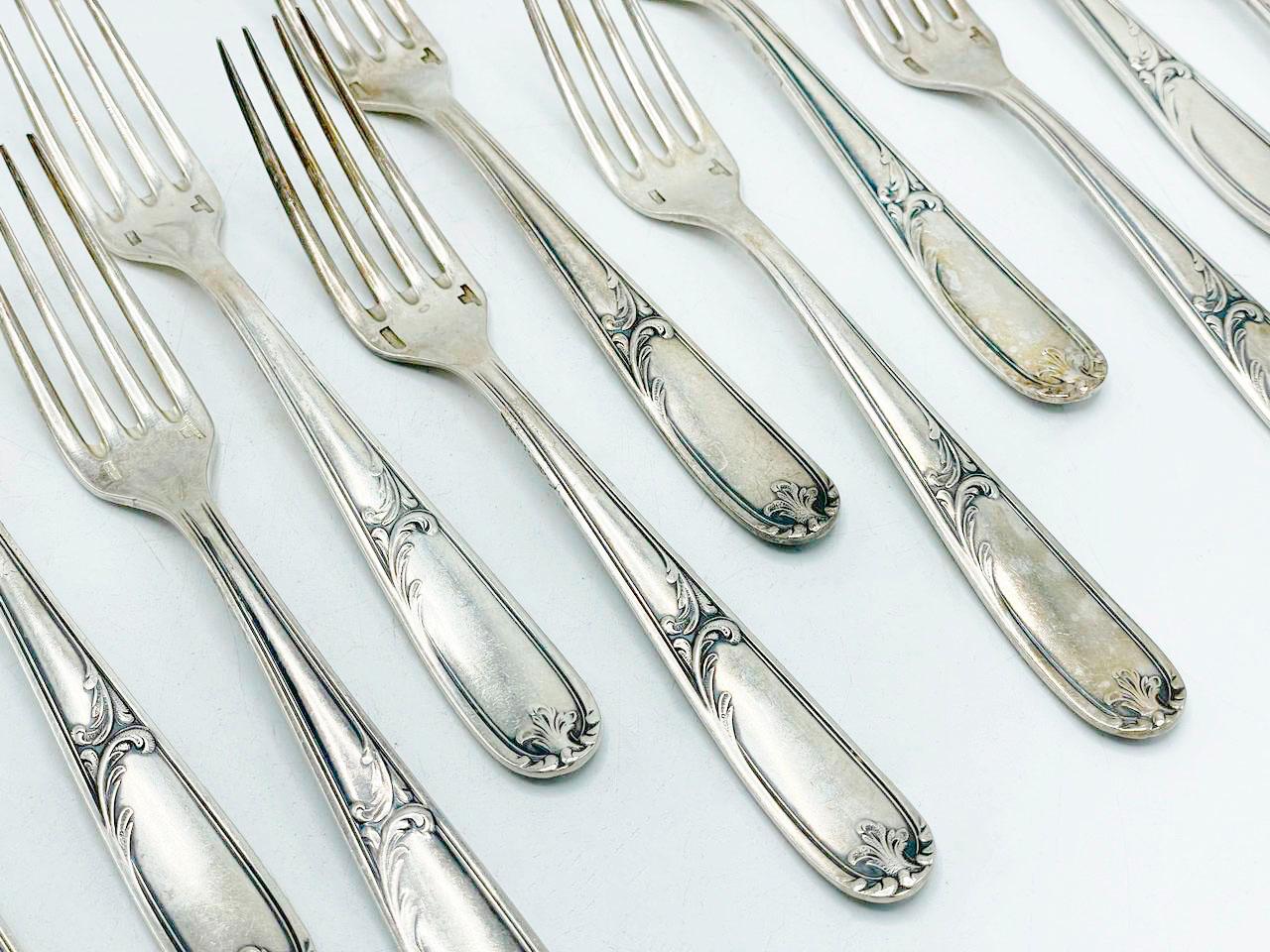 Christofle Made in Argentina, Flatware art nouveau in Silverplated For Sale 7