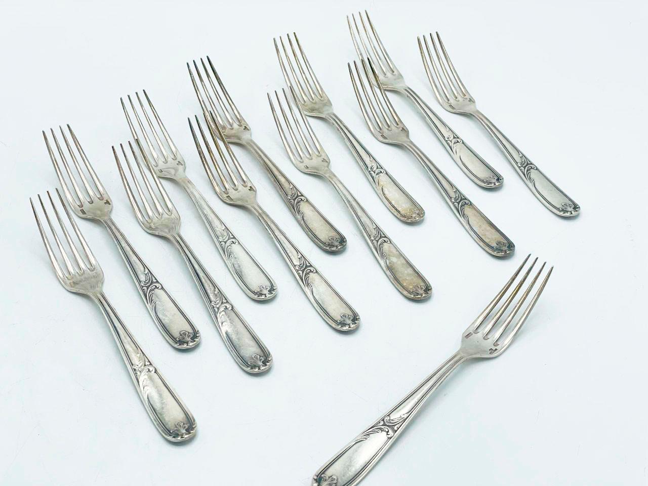 Christofle Made in Argentina, Flatware art nouveau in Silverplated For Sale 11