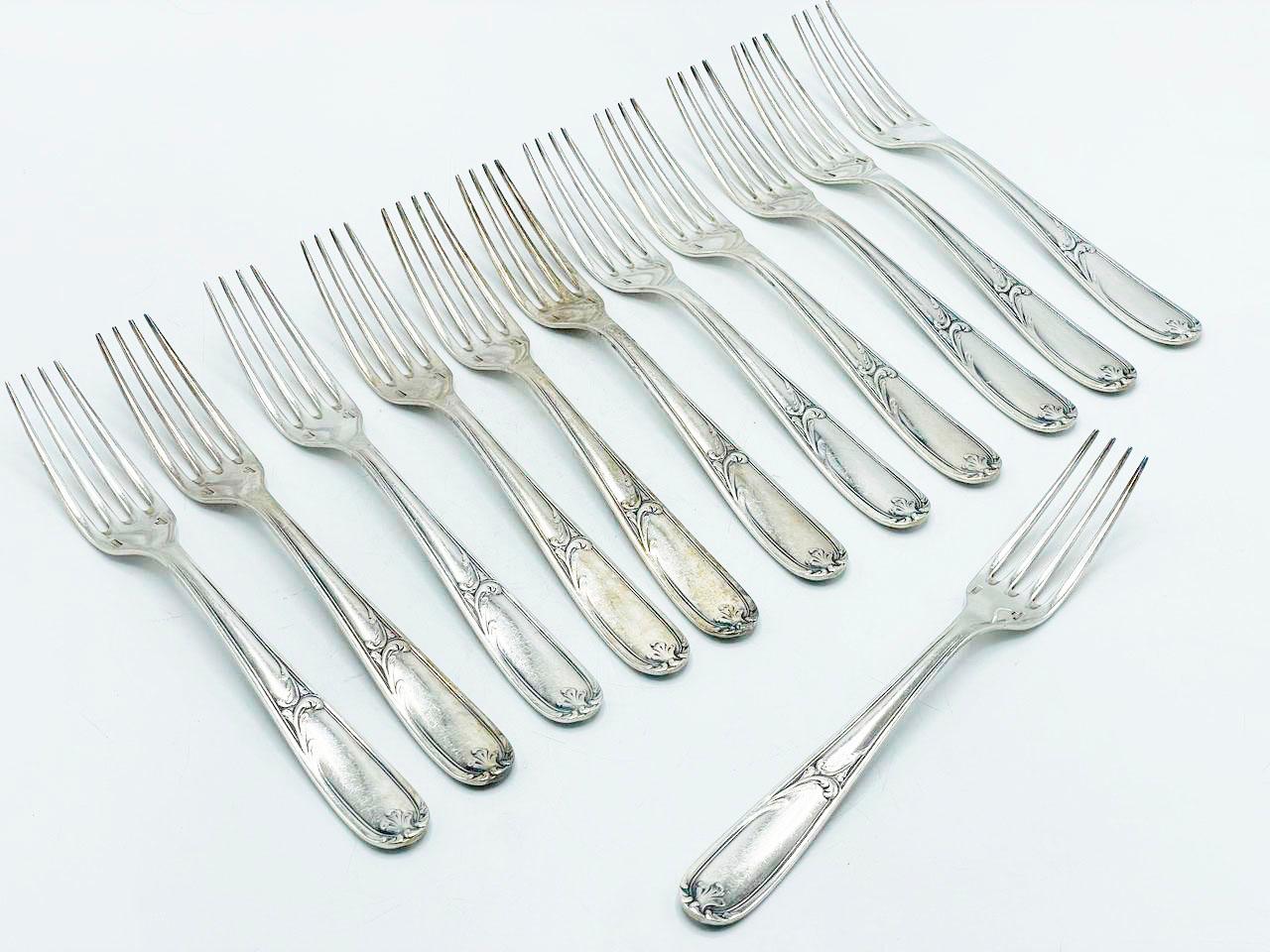 Silver Plate Christofle Made in Argentina, Flatware art nouveau in Silverplated For Sale