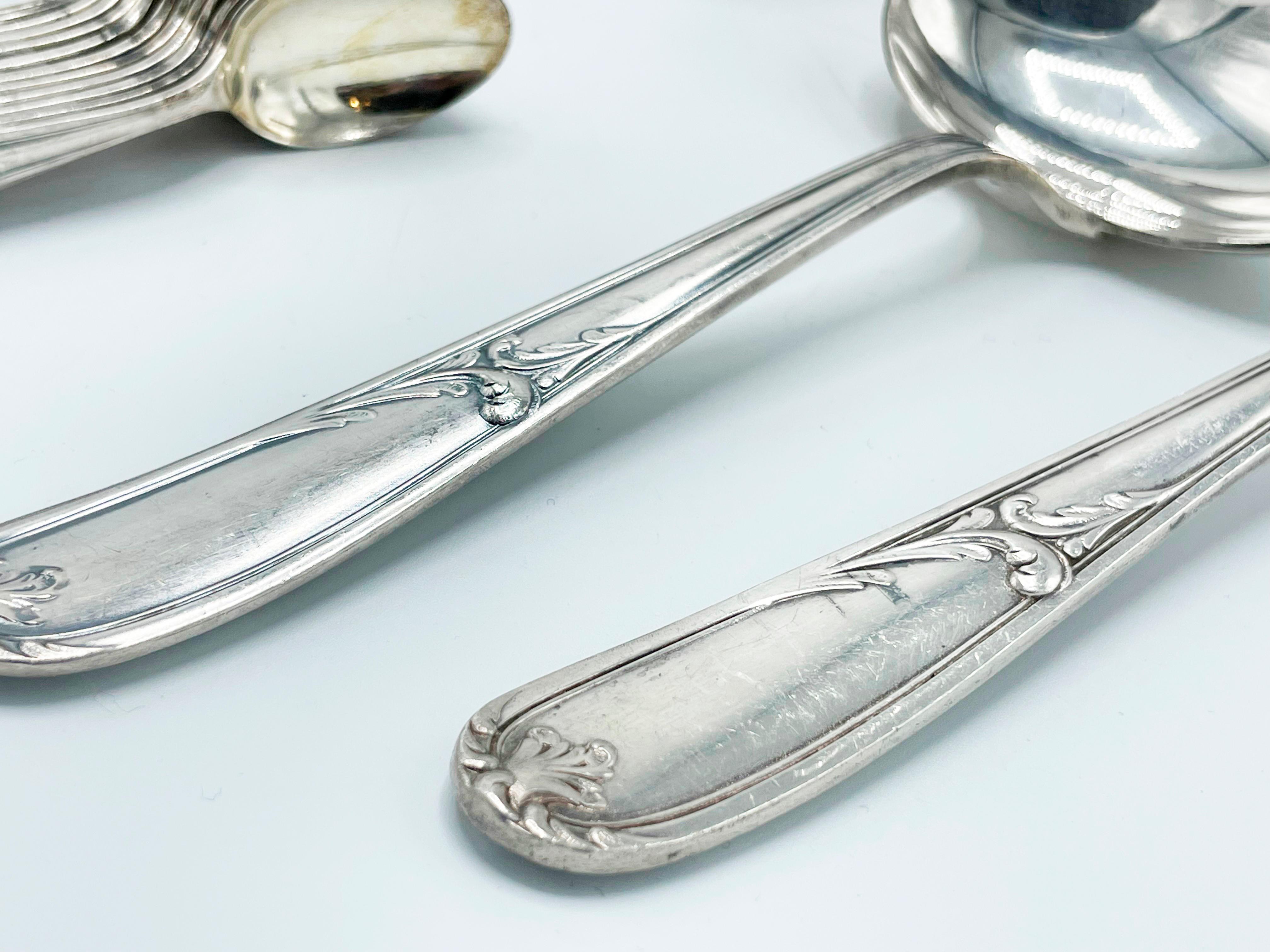 20th Century Christofle Made in Argentina, Flatware art nouveau in Silverplated