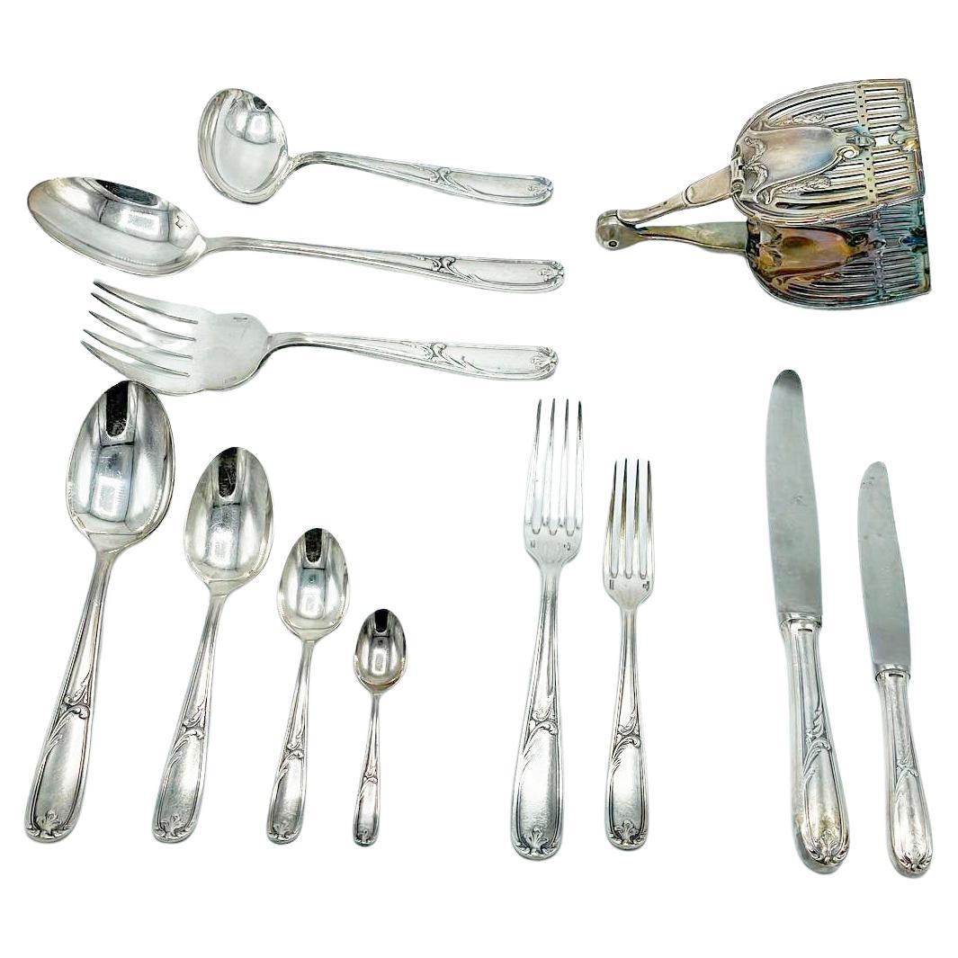 Christofle Made in Argentina, Flatware art nouveau in Silverplated For Sale