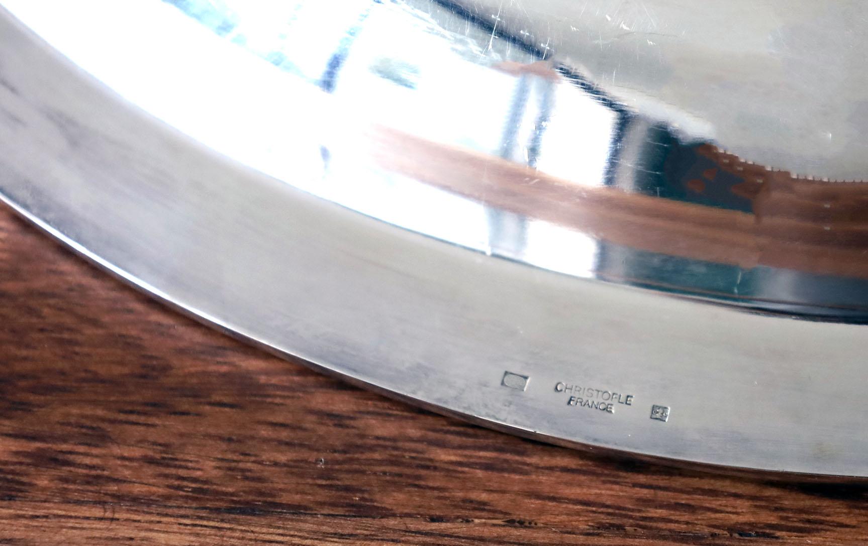 Ovale versilberte Christofle-Platte „Malmaison“ (Metall)