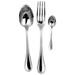 Christofle, Malmaison Solid Silver 18-Piece Set of Spoon, Fork & Tea-spoon
